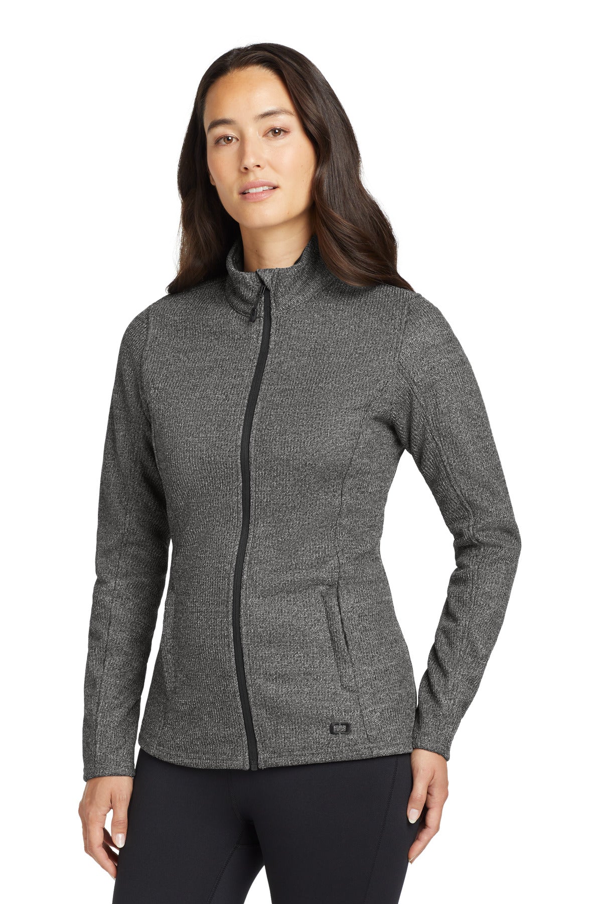 Custom logo OGIO ® Women's Grit Fleece Jacket. LOG727 in Diesel Grey Heather