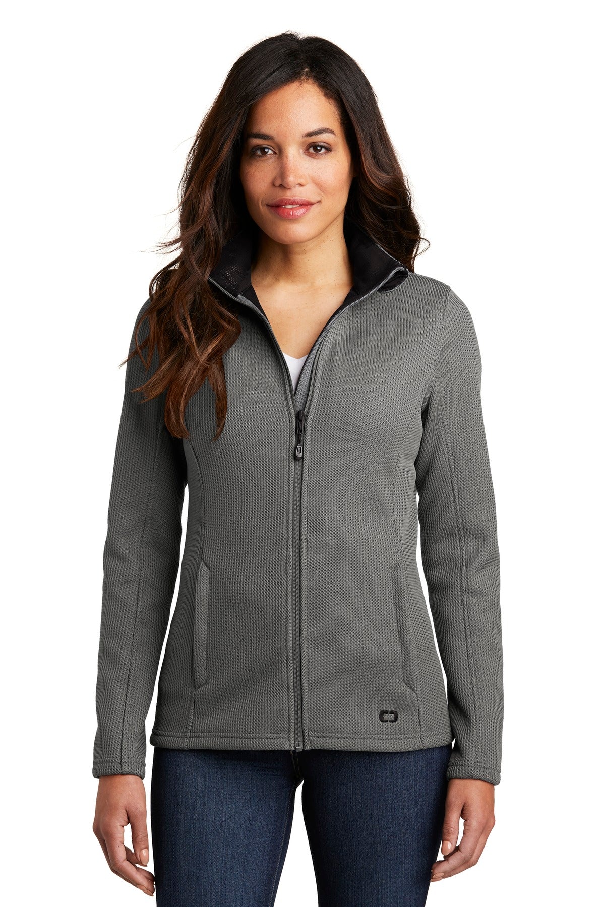 Custom logo OGIO ® Women's Grit Fleece Jacket. LOG727 in Gear Grey
