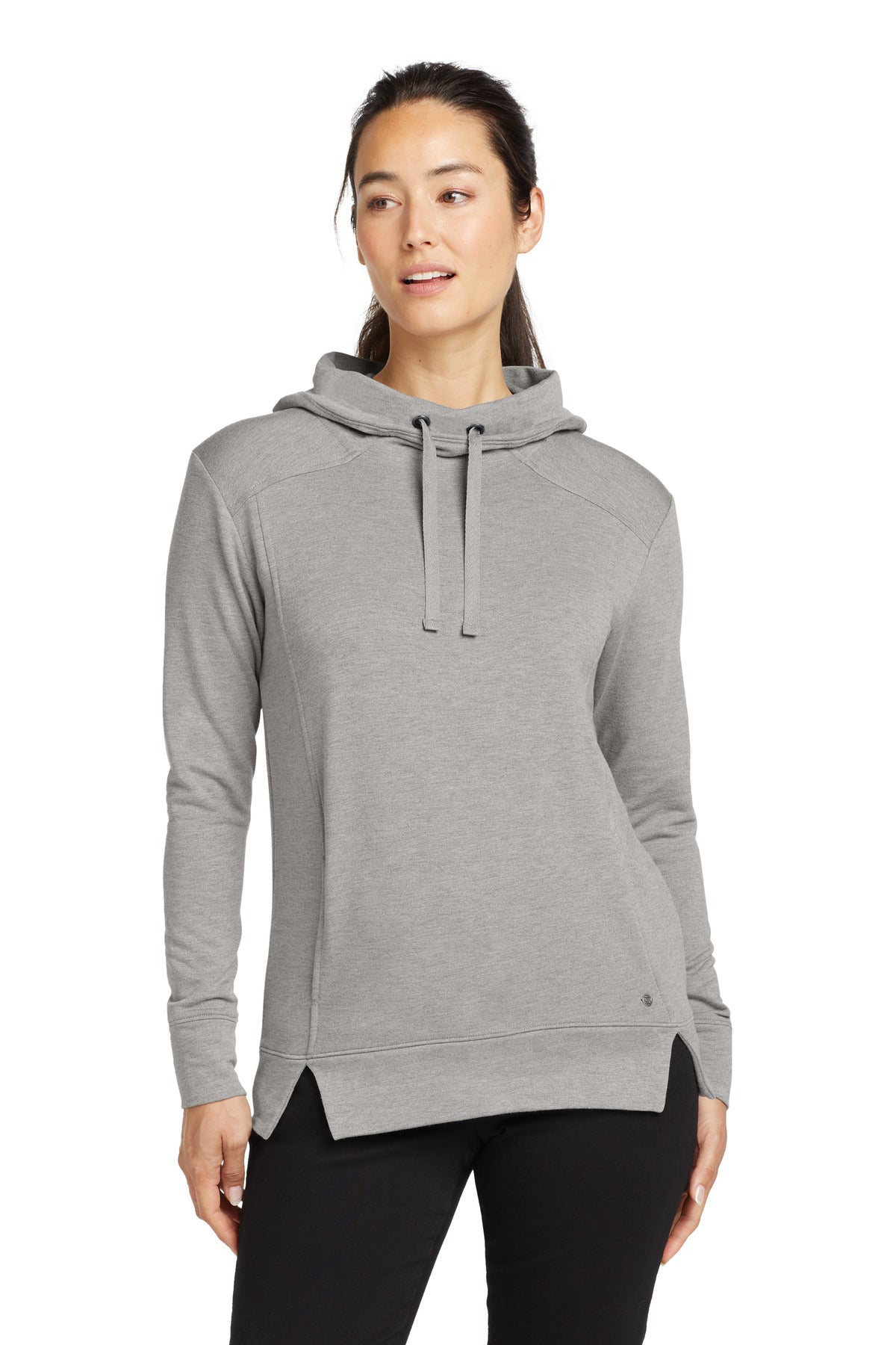 Custom logo OGIO ® Women's Luuma Pullover Fleece Hoodie. LOG810 in Petrol Grey Heather