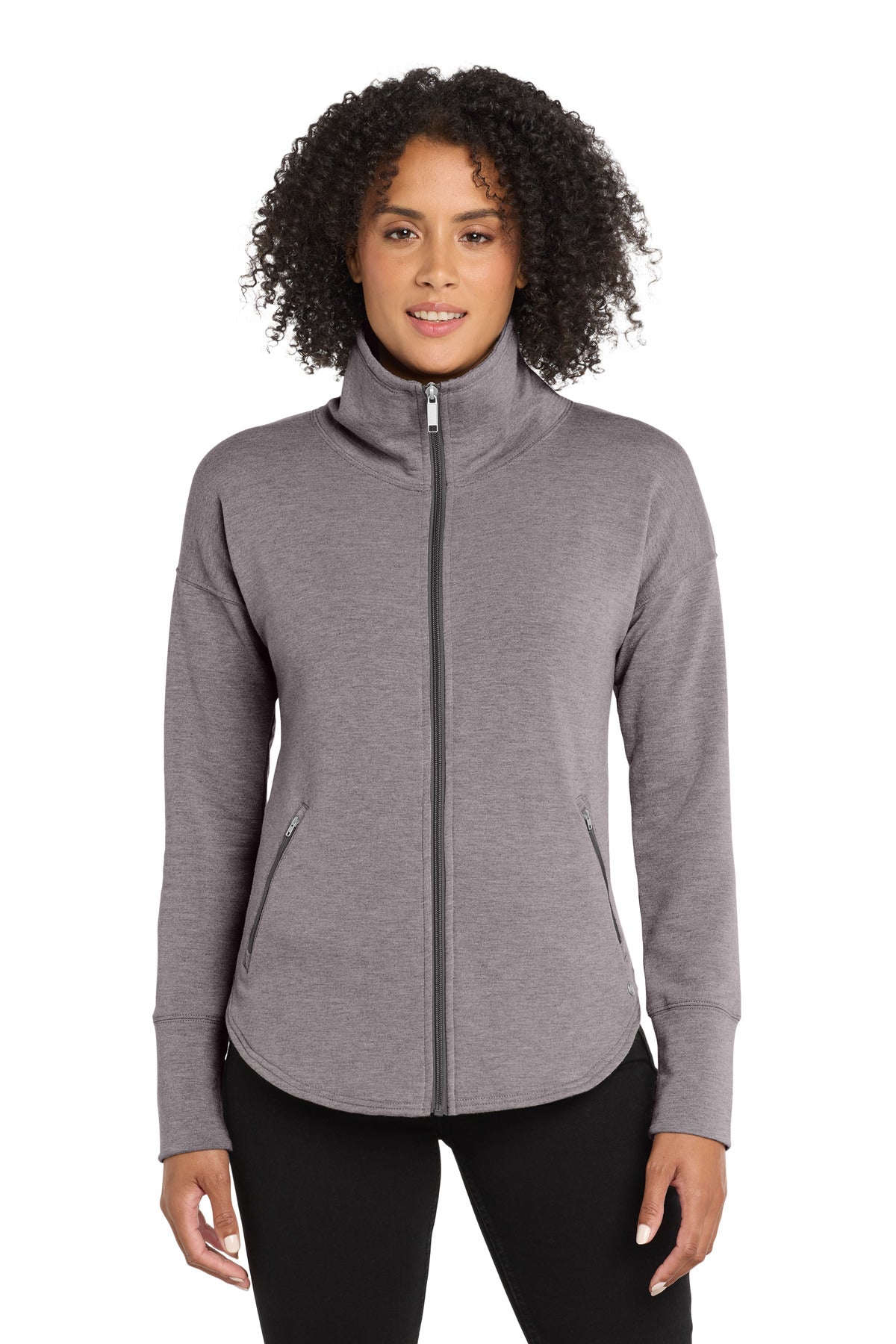 Custom logo OGIO ® Women's Luuma Full-Zip Fleece. LOG812 in Petrol Grey Heather