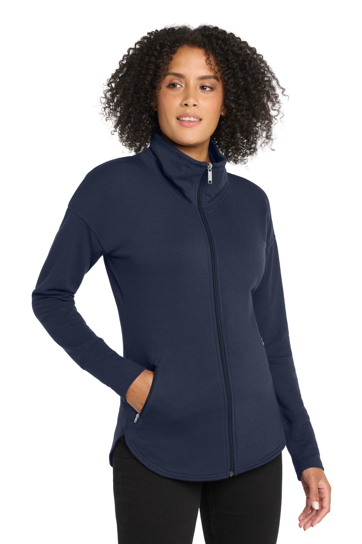 Custom logo OGIO ® Women's Luuma Full-Zip Fleece. LOG812 in River Blue Navy