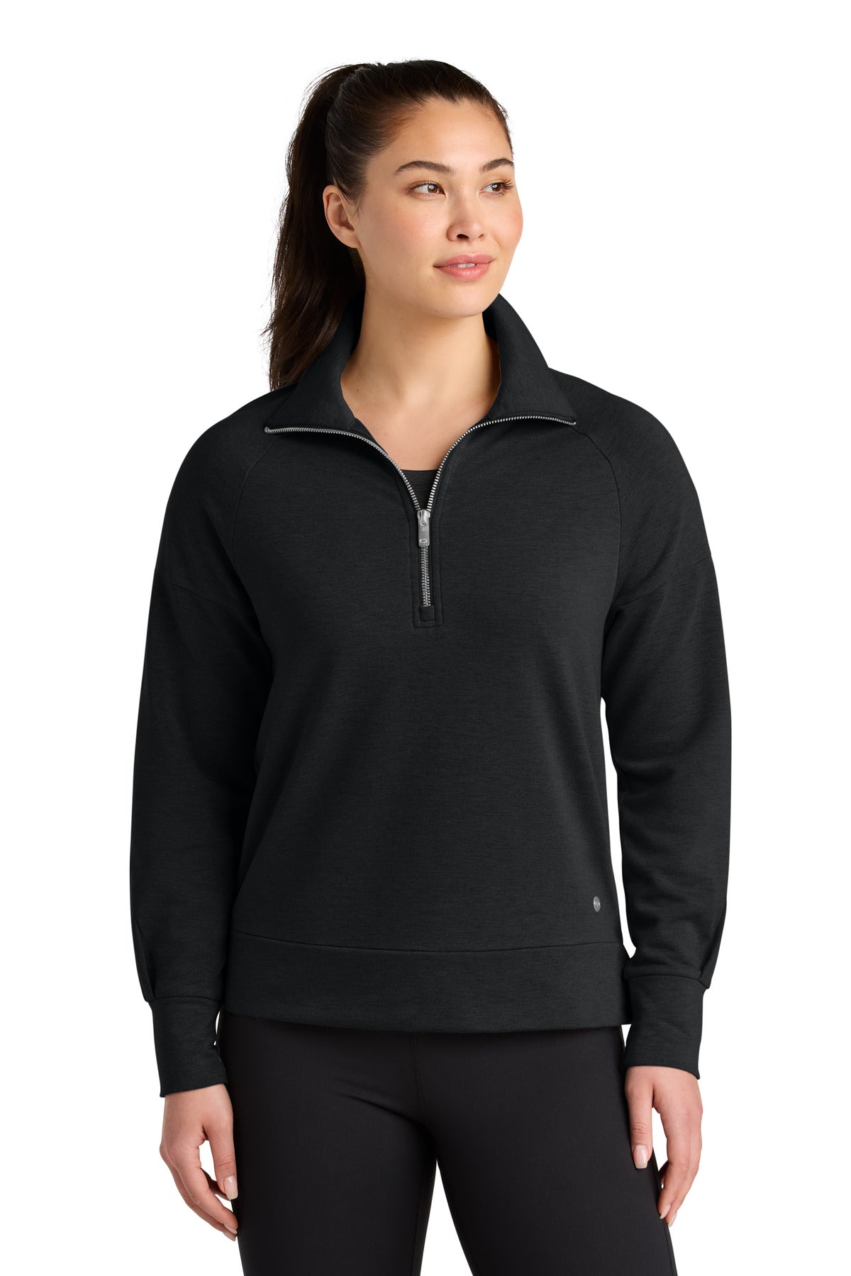 Custom logo OGIO® Women's Luuma 1/2-Zip LOG814 in Blacktop