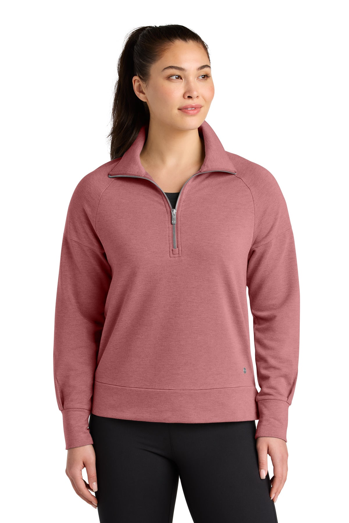 Custom logo OGIO® Women's Luuma 1/2-Zip LOG814 in Desert Pink