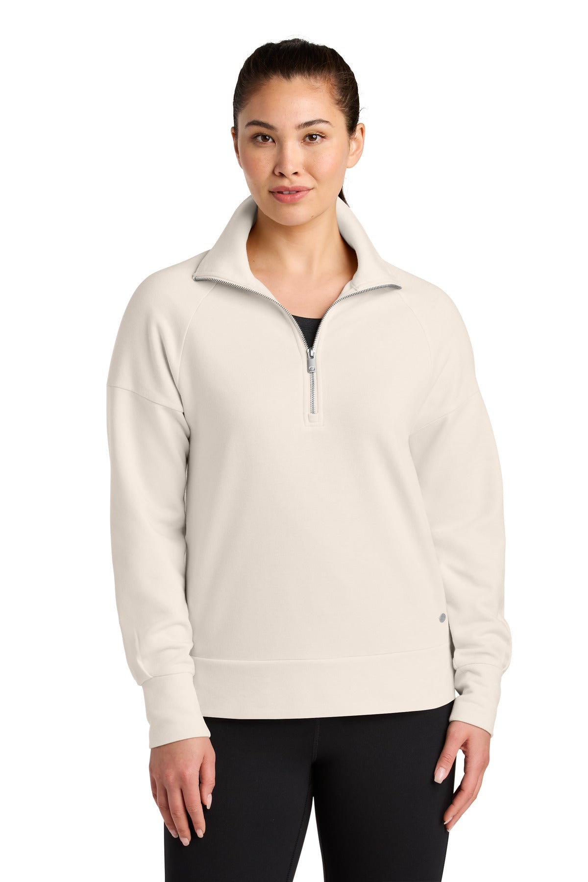 Custom logo OGIO® Women's Luuma 1/2-Zip LOG814 in Light Suede