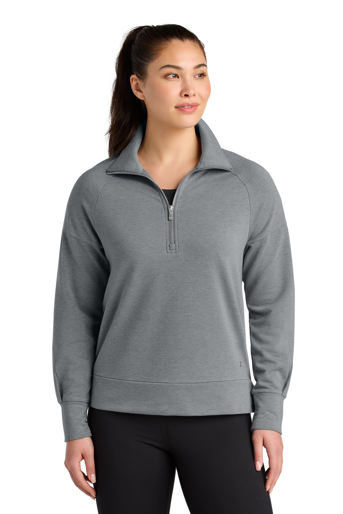Custom logo OGIO® Women's Luuma 1/2-Zip LOG814 in Petrol Grey Heather