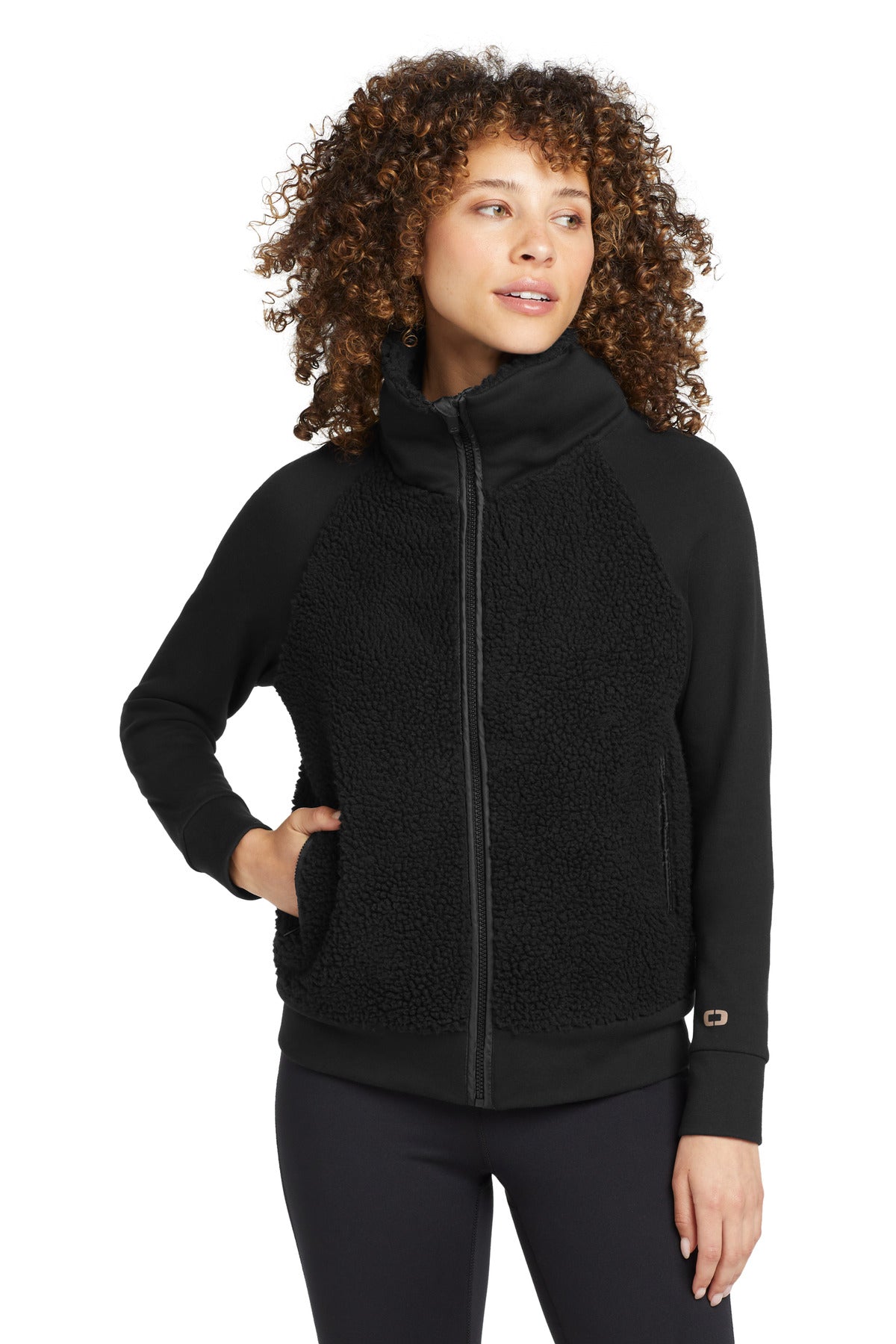 Custom logo OGIO ® Women's Luuma Sherpa Full-Zip. LOG815 in Blacktop