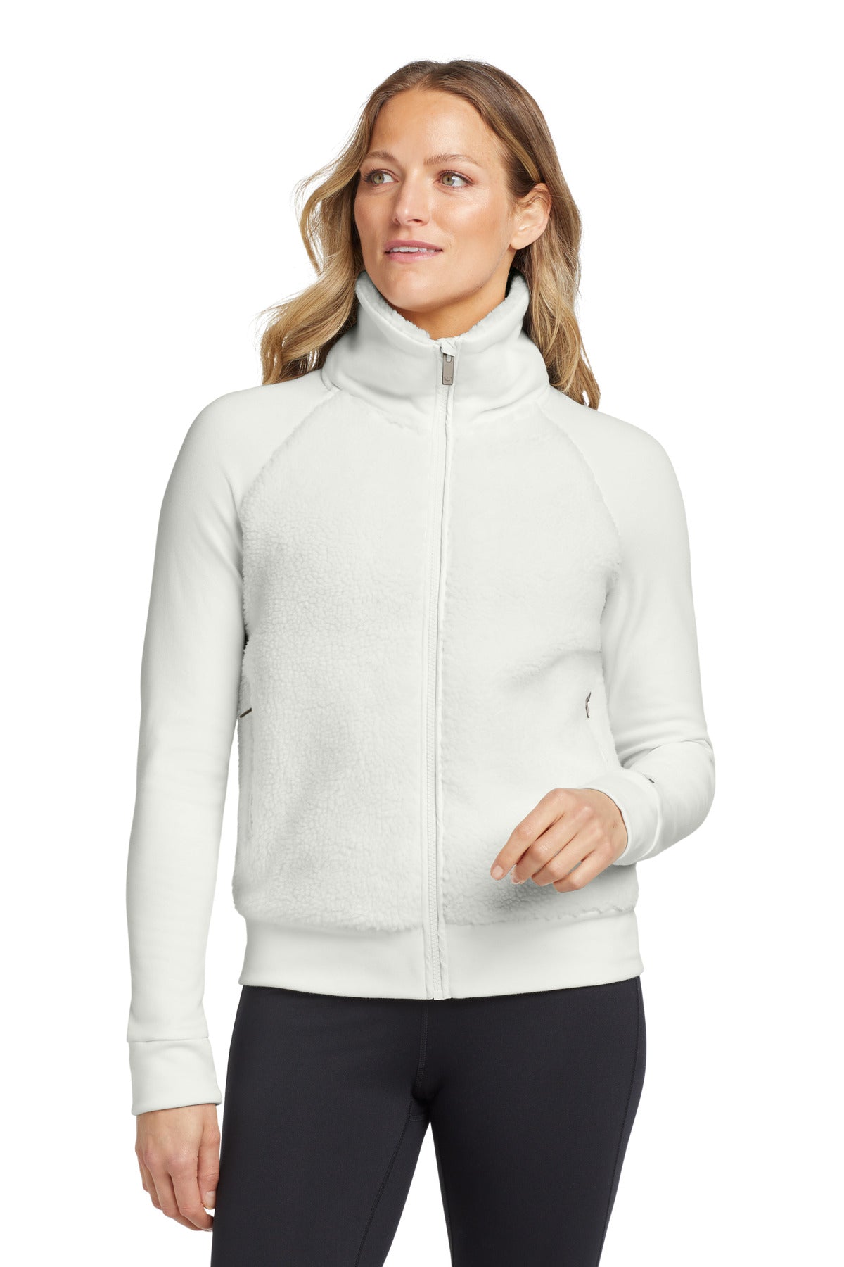 Custom logo OGIO ® Women's Luuma Sherpa Full-Zip. LOG815 in Ivory Snow