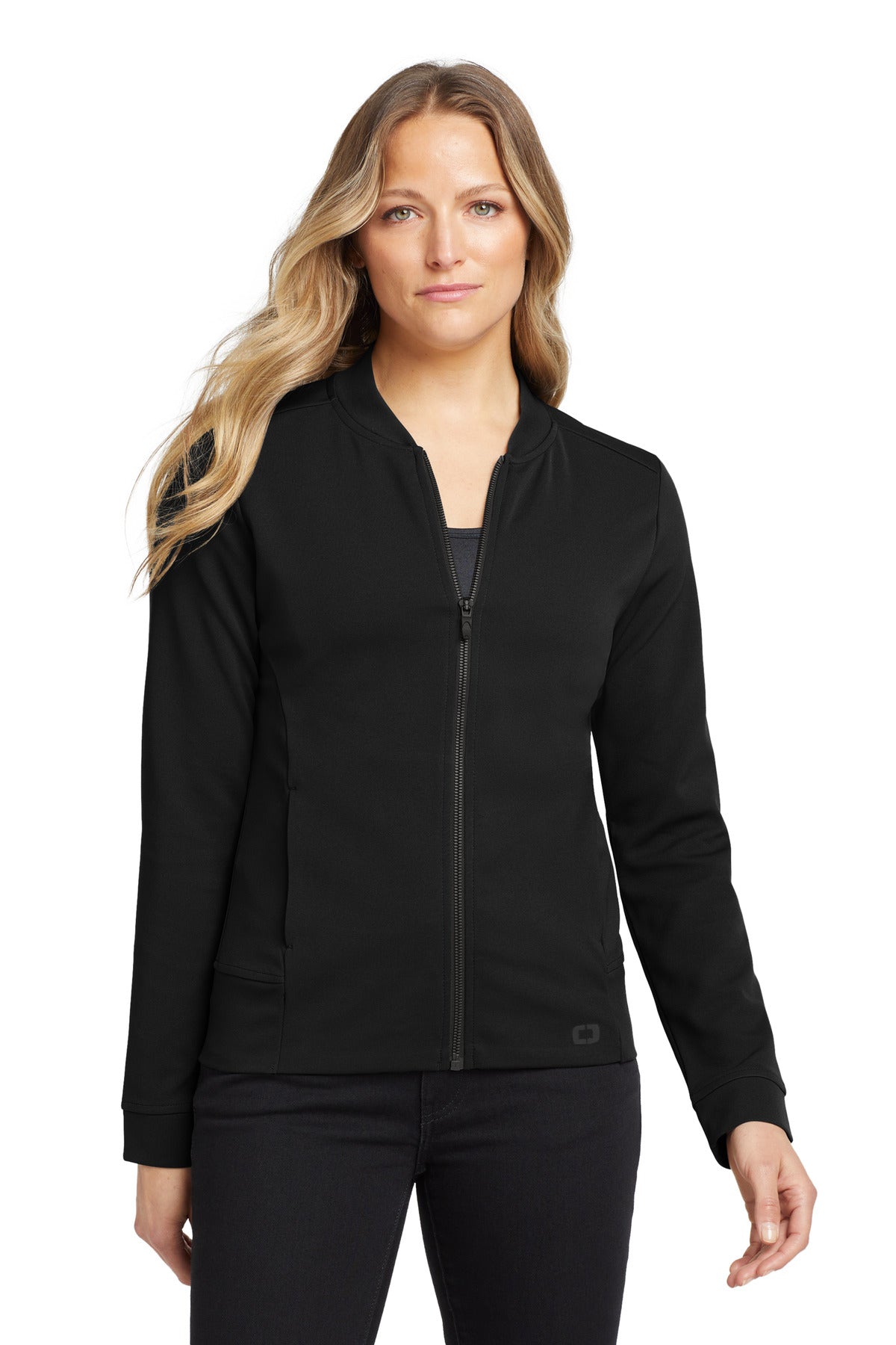 Custom logo OGIO ® Women's Hinge Full-Zip. LOG820 in Blacktop