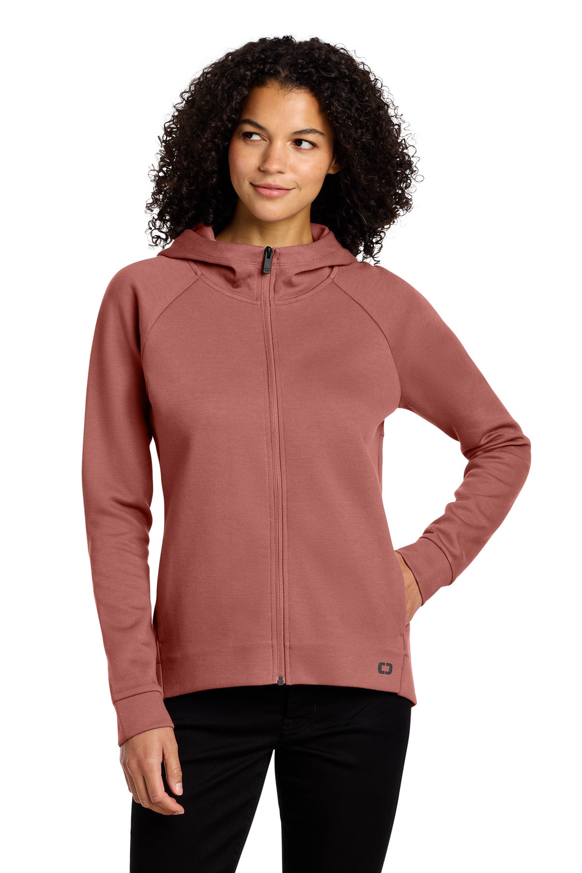 Custom logo OGIO® Women's Bolt Full-Zip Hoodie LOG850 in Deep Rose