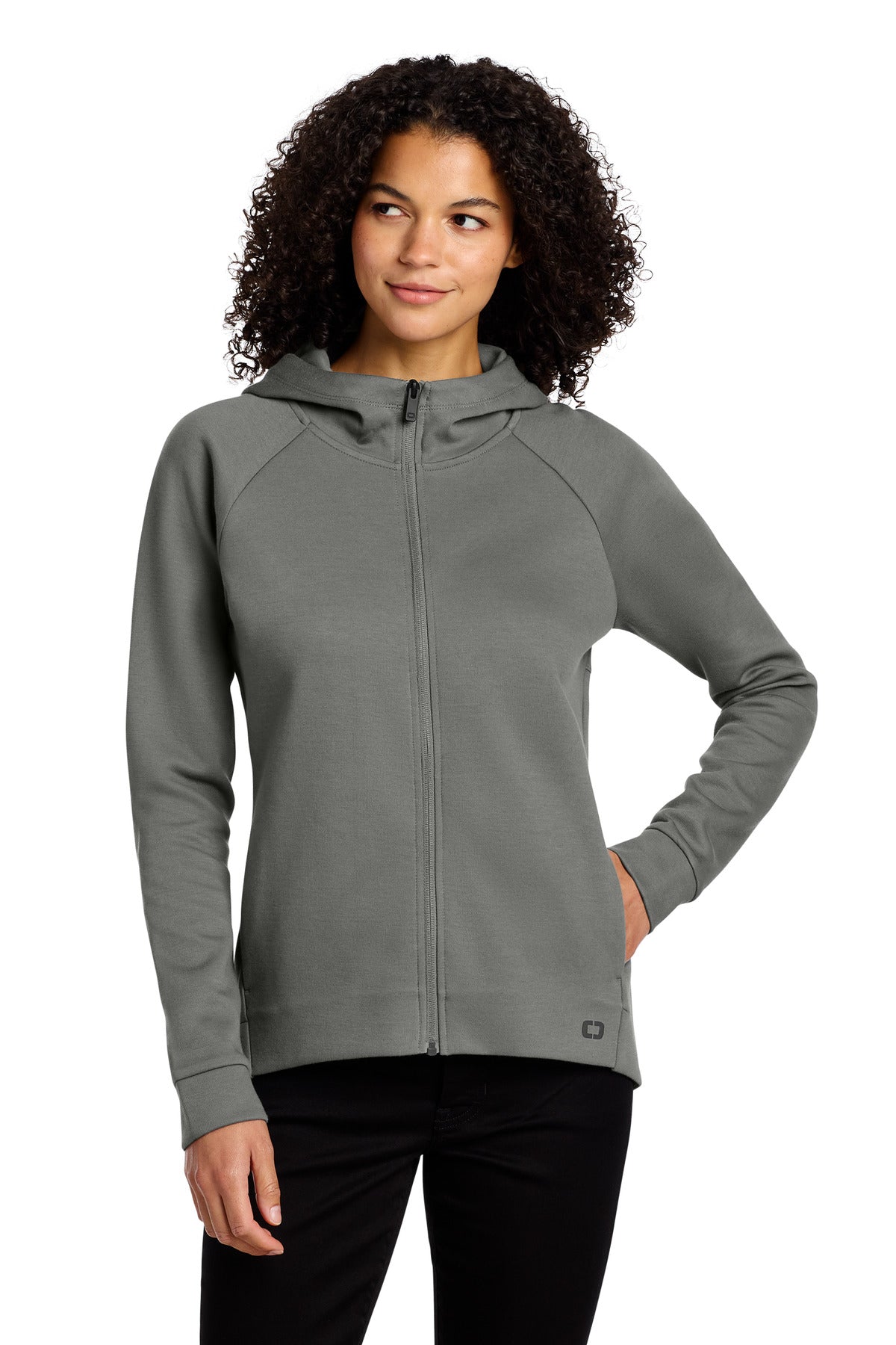 Custom logo OGIO® Women's Bolt Full-Zip Hoodie LOG850 in Turbo Grey