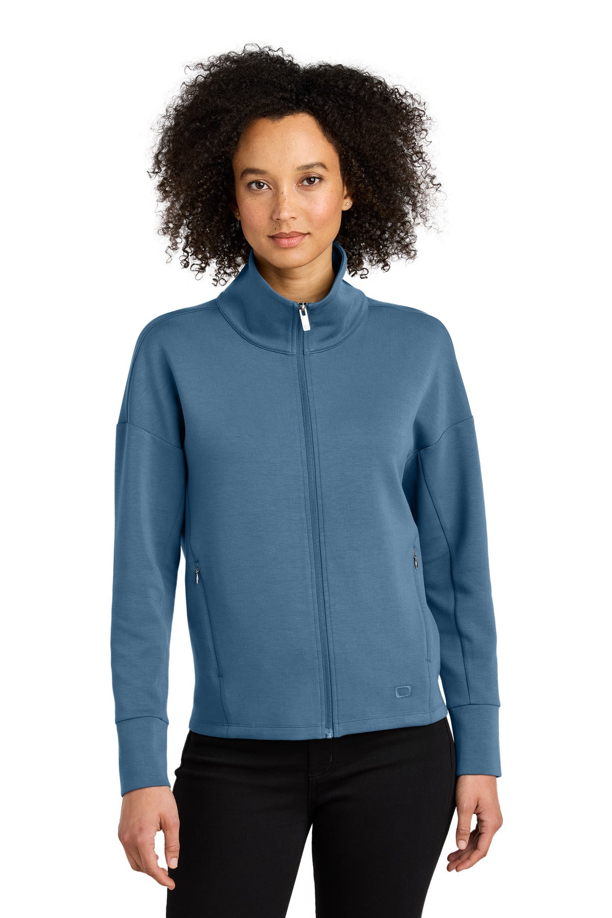 Custom logo OGIO® Women's Transcend Full-Zip LOG860 in Blue Mist