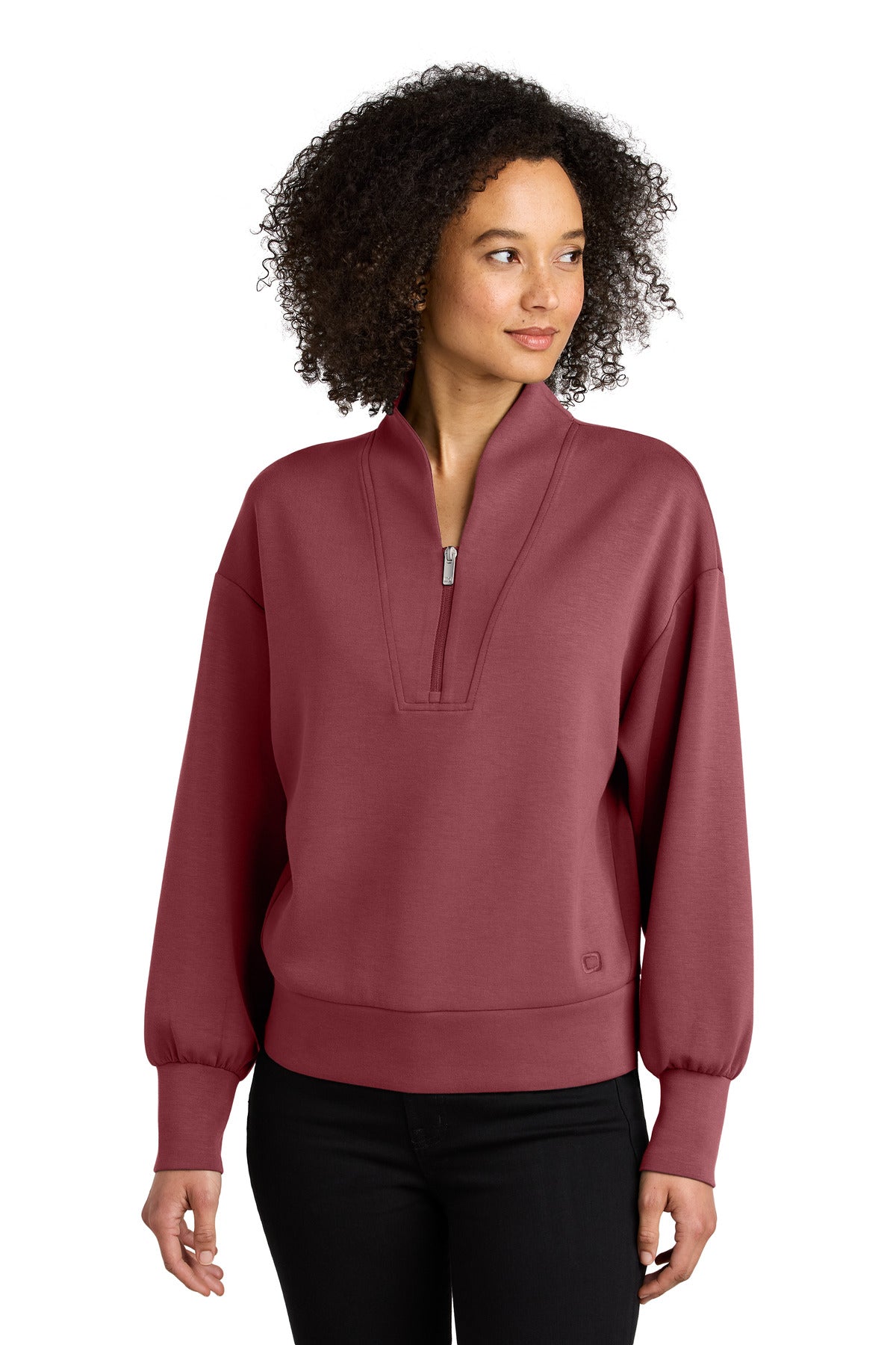 Custom logo OGIO® Women's Transcend 1/4-Zip LOG861 in Soft Ruby