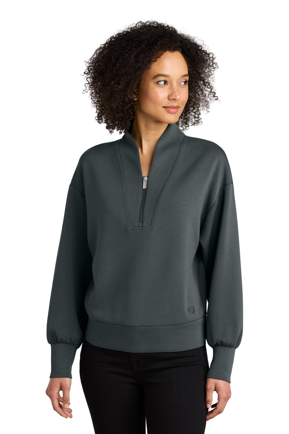 Custom logo OGIO® Women's Transcend 1/4-Zip LOG861 in Tarmac Grey