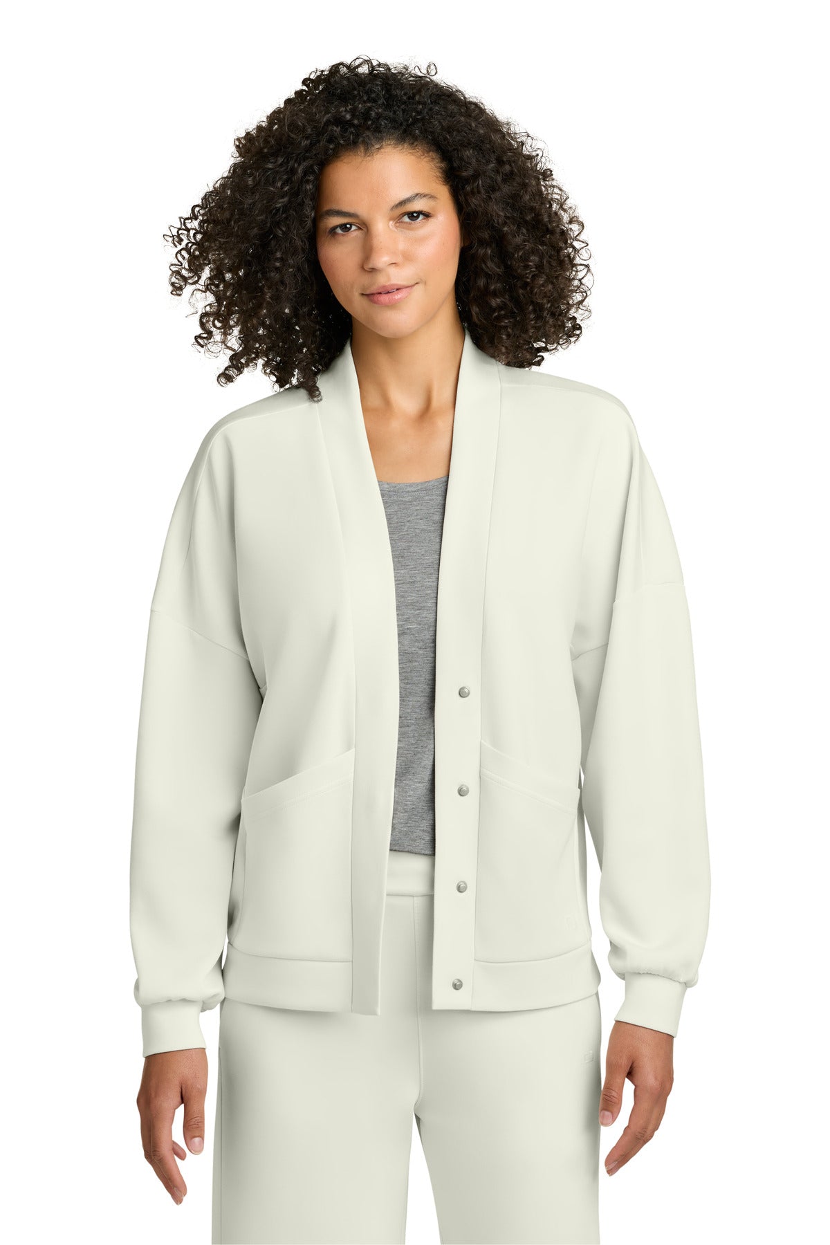 Custom logo OGIO® Women's Transcend Cardigan LOG862 in Opal White