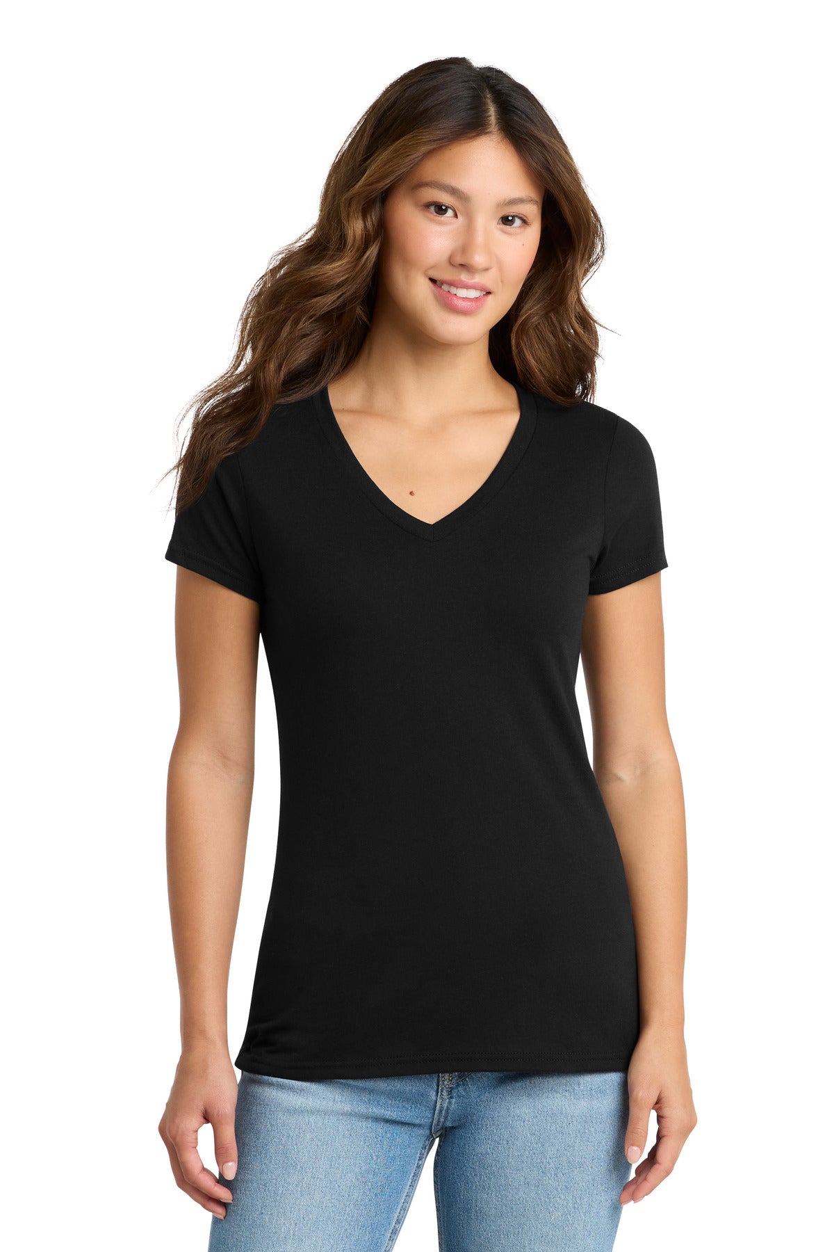 Custom logo Port & Co® Women's Tri-Blend V-Neck Tee. LPC330V in Black