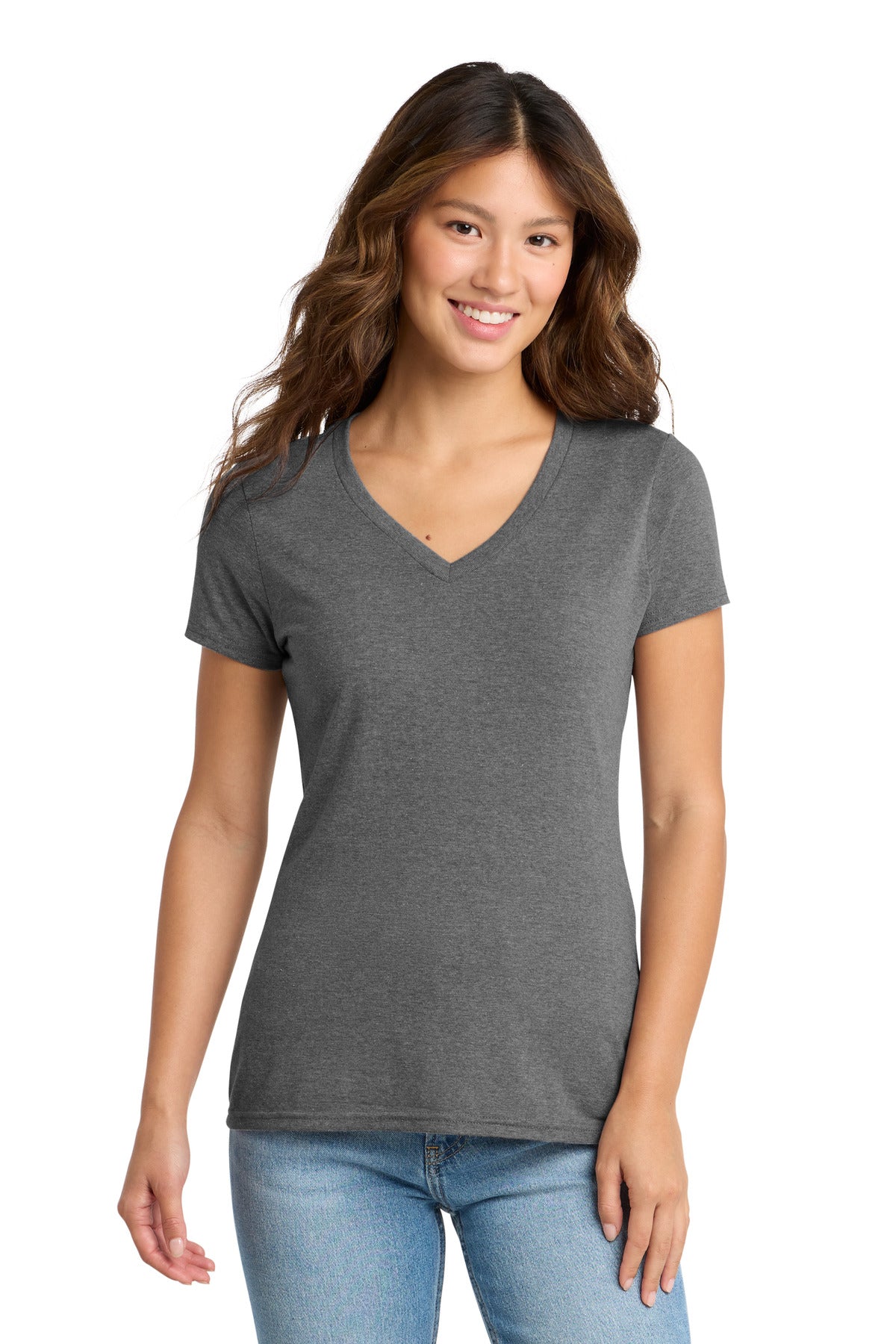 Custom logo Port & Co® Women's Tri-Blend V-Neck Tee. LPC330V in Graphite Heather