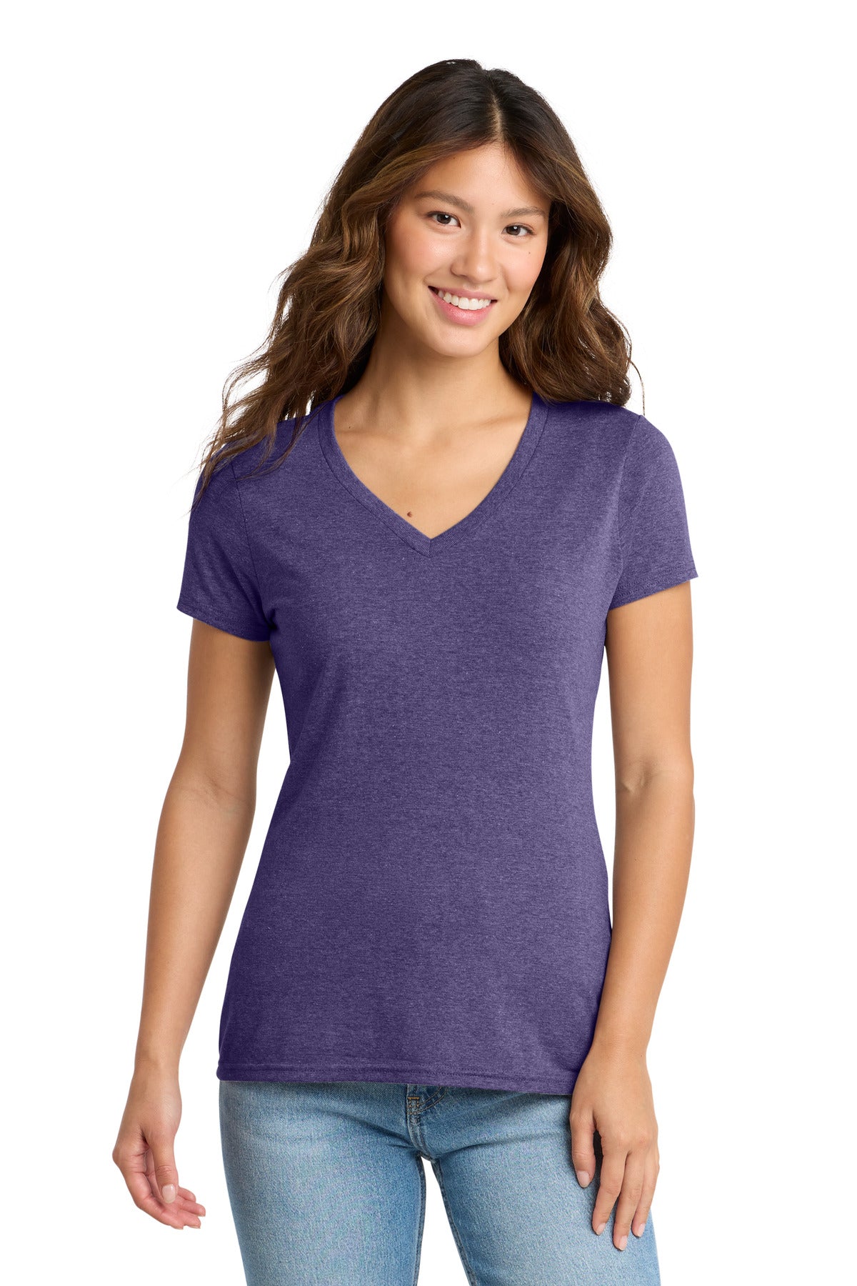 Custom logo Port & Co® Women's Tri-Blend V-Neck Tee. LPC330V in Team Purple Heather