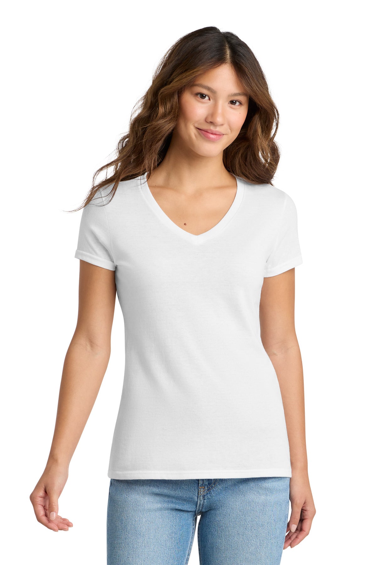 Custom logo Port & Co® Women's Tri-Blend V-Neck Tee. LPC330V in White