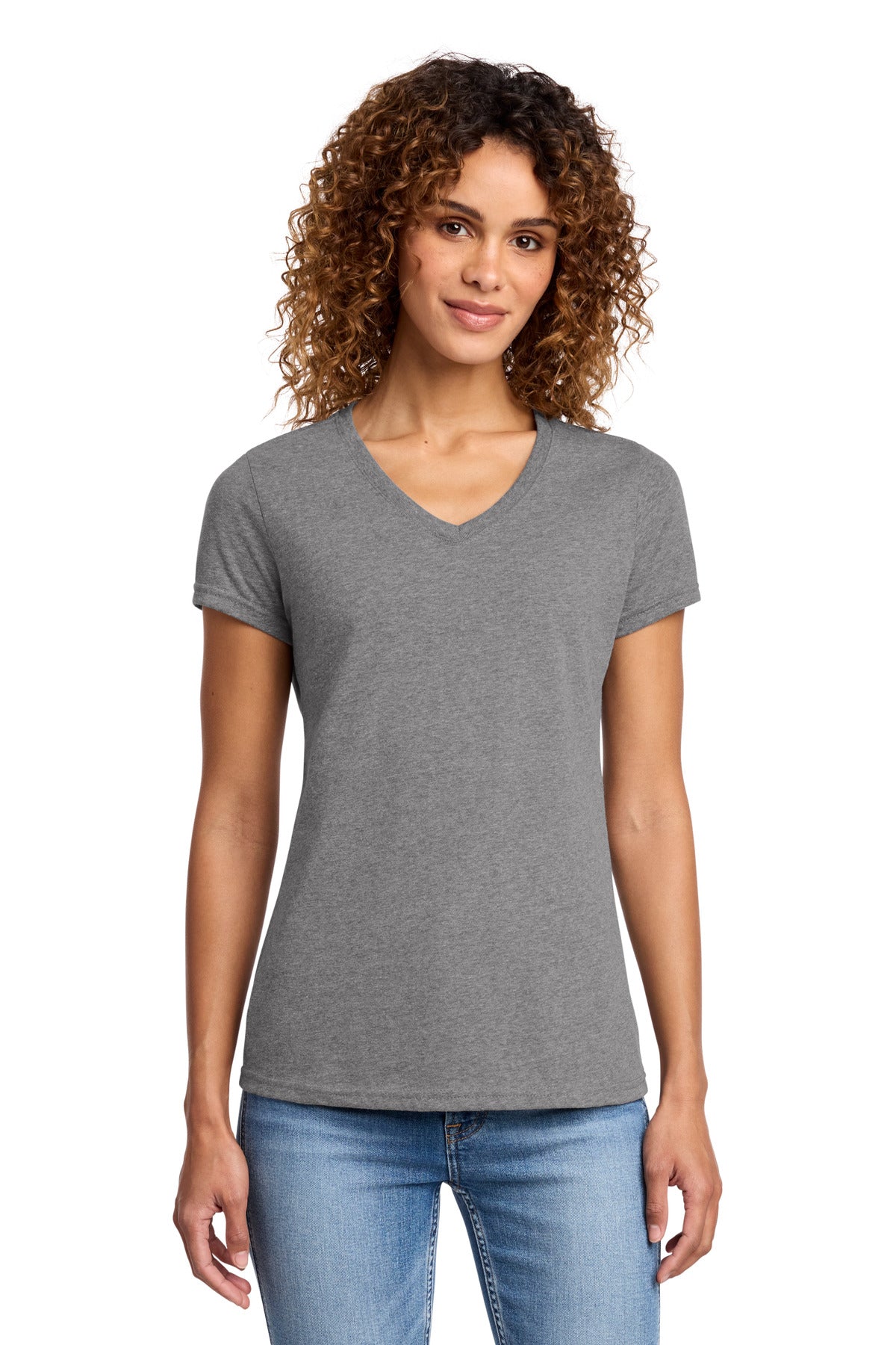 Custom logo Port & Co® Women's Fan Favorite™ Blend V-Neck Tee. LPC455V in Graphite Heather