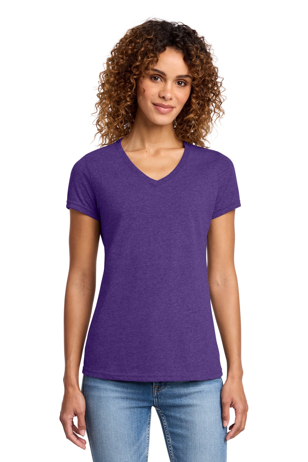 Custom logo Port & Co® Women's Fan Favorite™ Blend V-Neck Tee. LPC455V in Team Purple Heather