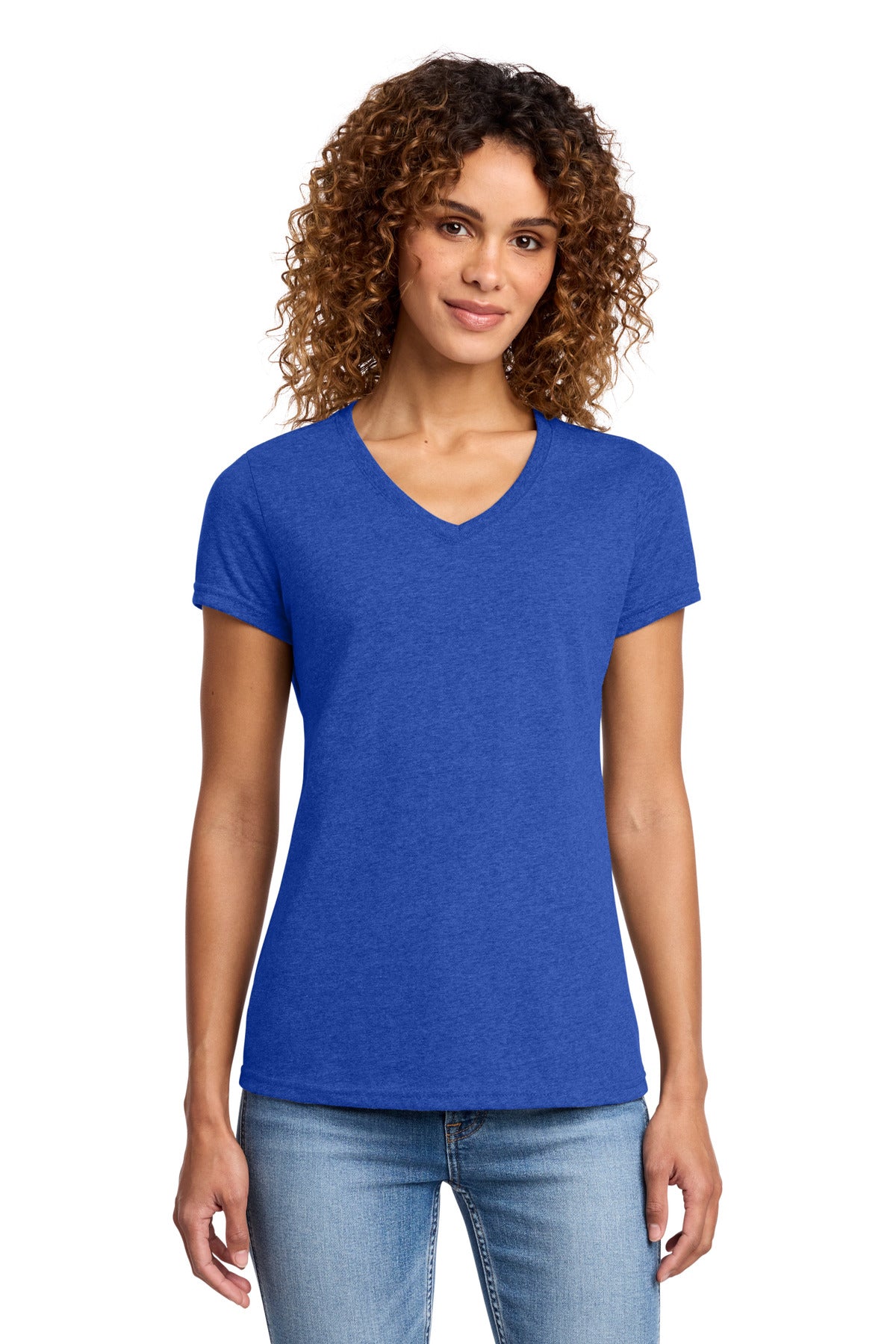 Custom logo Port & Co® Women's Fan Favorite™ Blend V-Neck Tee. LPC455V in True Royal Heather