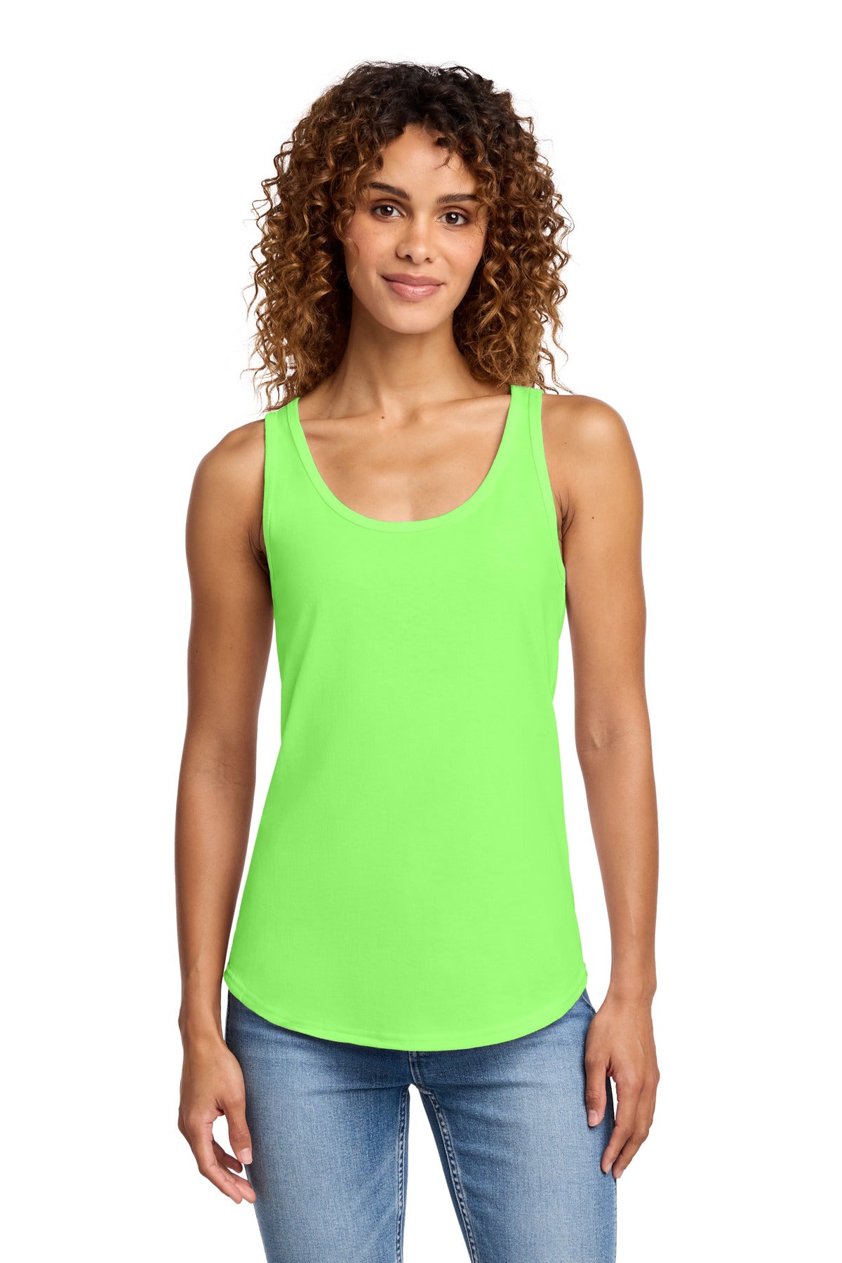 Custom logo Port & Co® Women's Core Cotton Tank Top.  LPC54TT in Neon Green