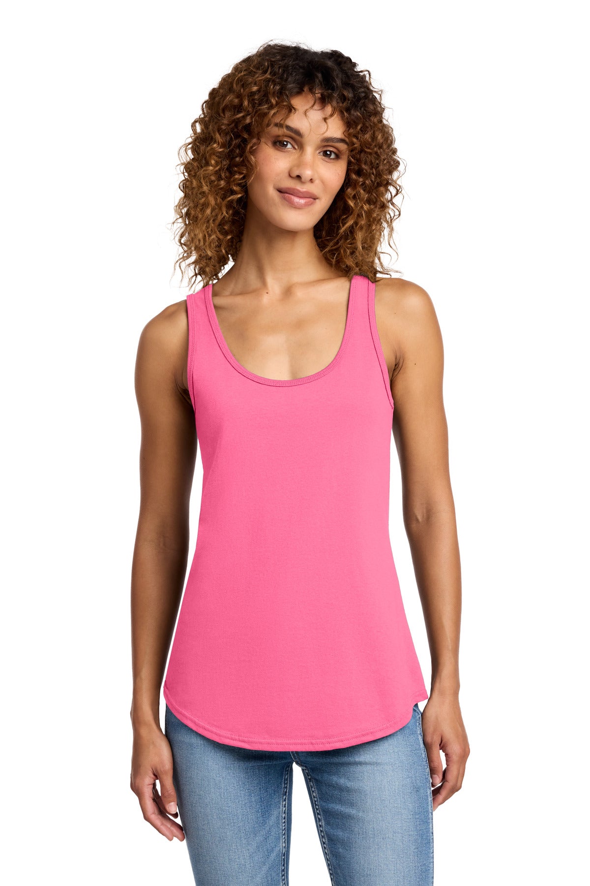 Custom logo Port & Co® Women's Core Cotton Tank Top.  LPC54TT in Neon Pink