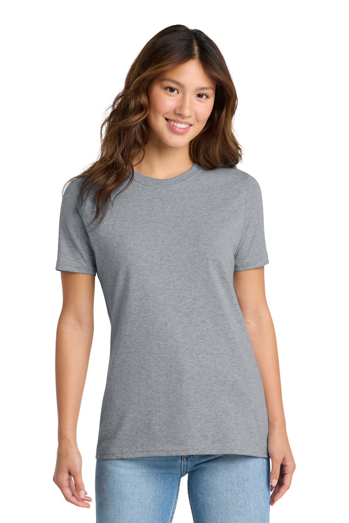Custom logo Port & Co® Women's Core Cotton Tee. LPC54 in Athletic Heather