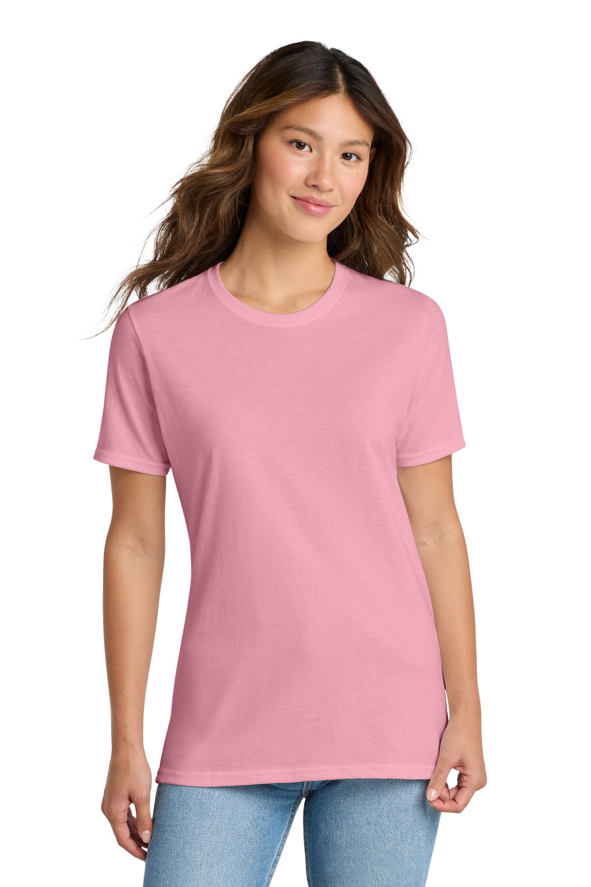 Custom logo Port & Co® Women's Core Cotton Tee. LPC54 in Candy Pink