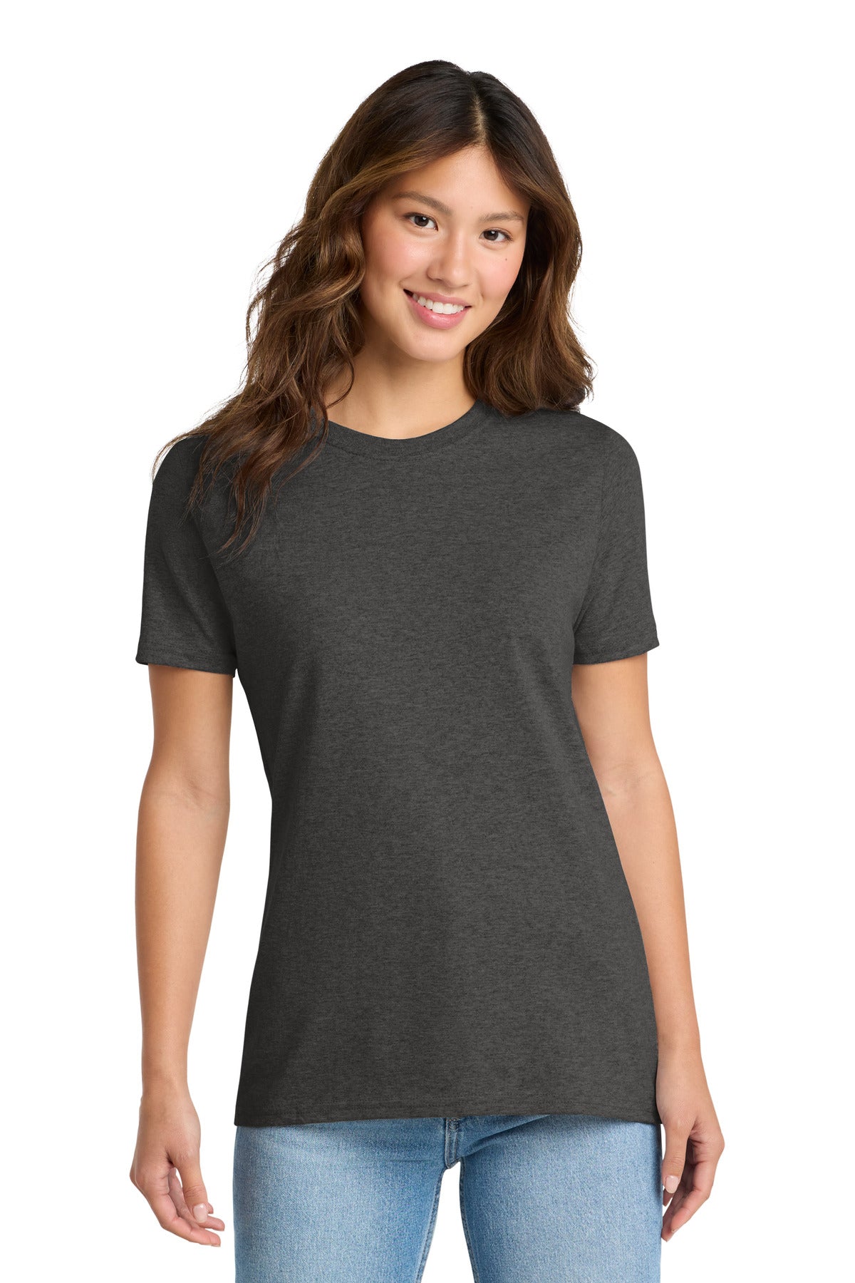Custom logo Port & Co® Women's Core Cotton Tee. LPC54 in Dark Heather Grey