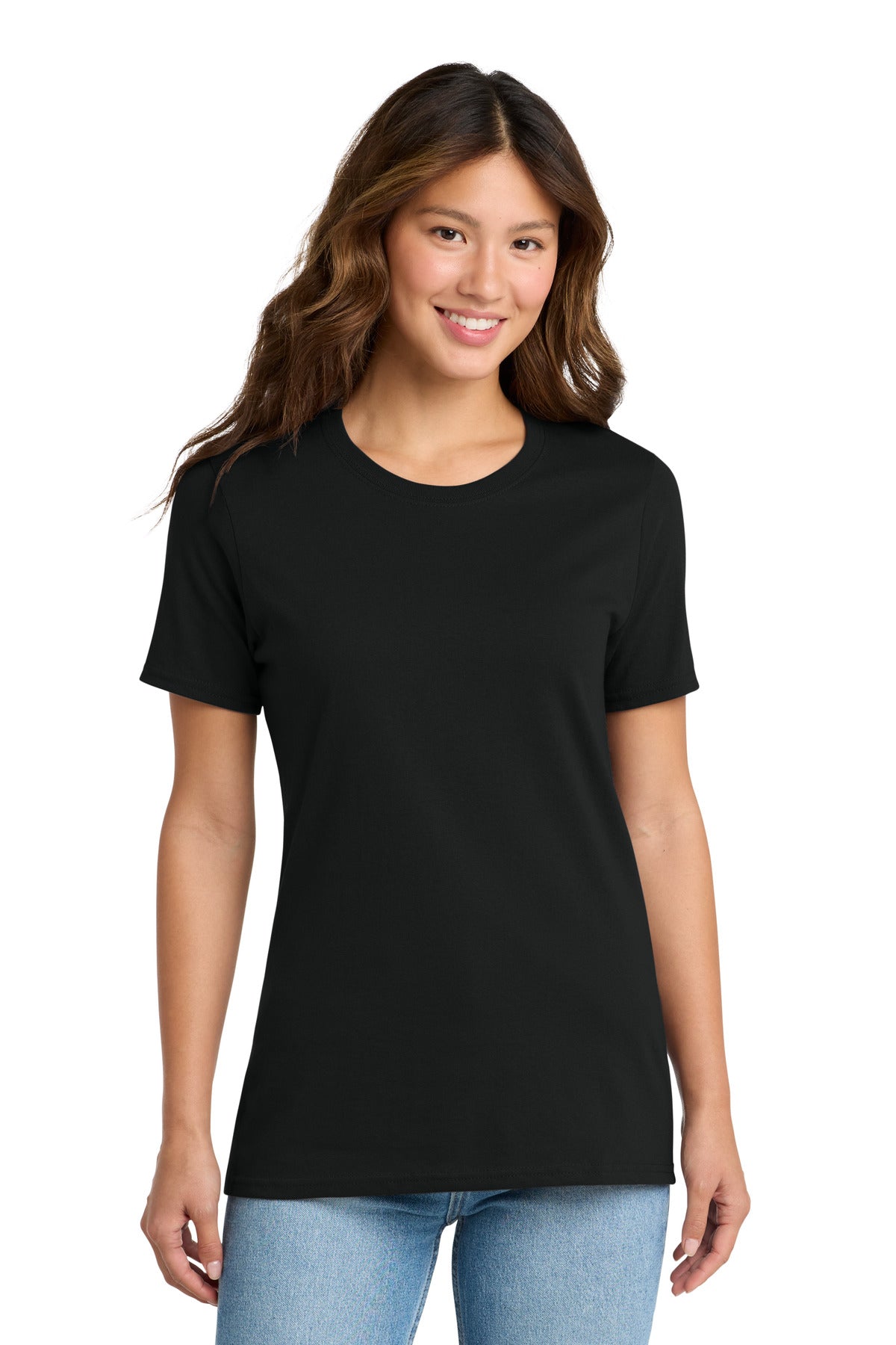 Custom logo Port & Co® Women's Core Cotton Tee. LPC54 in Jet Black