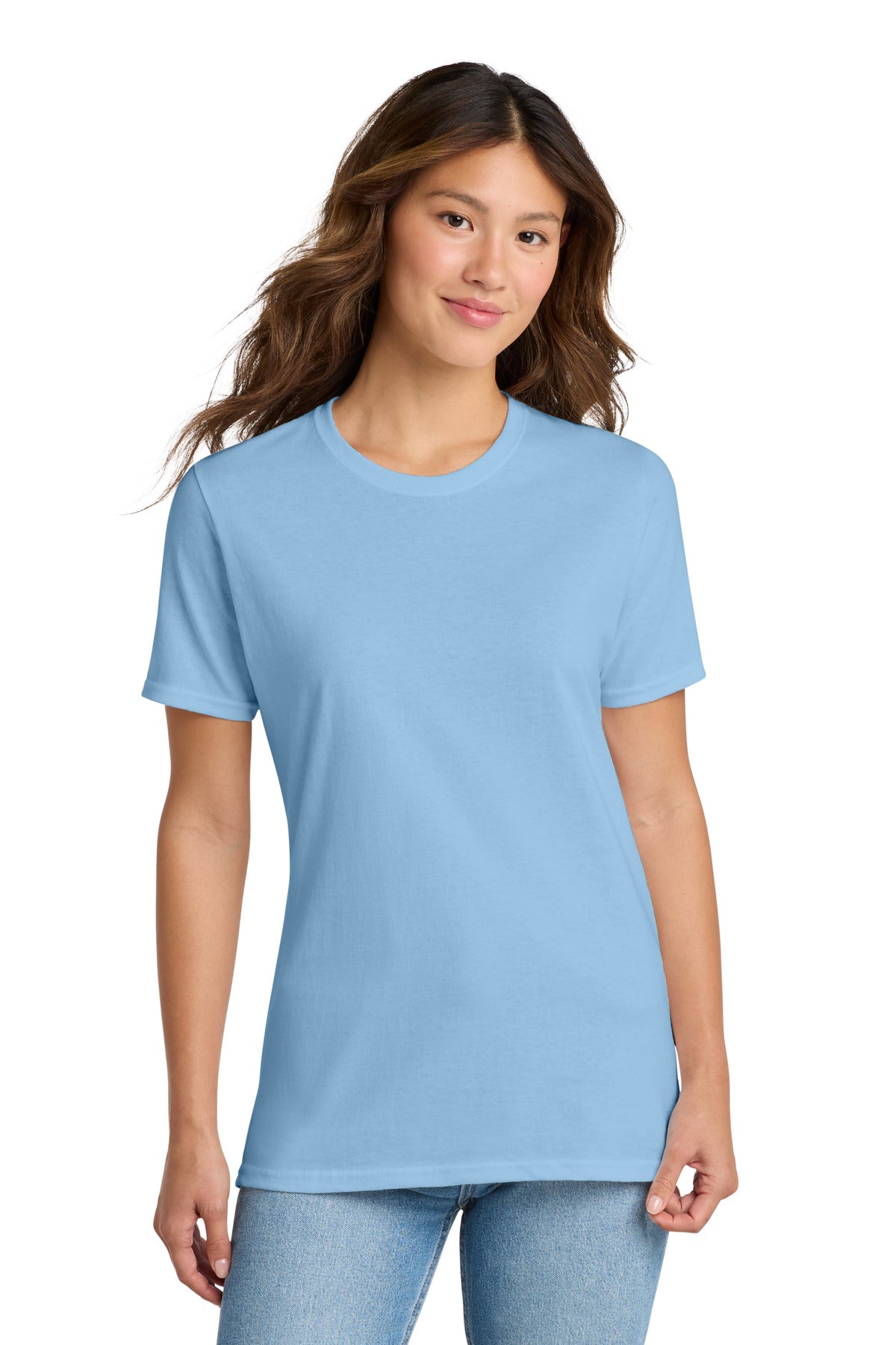 Custom logo Port & Co® Women's Core Cotton Tee. LPC54 in Light Blue