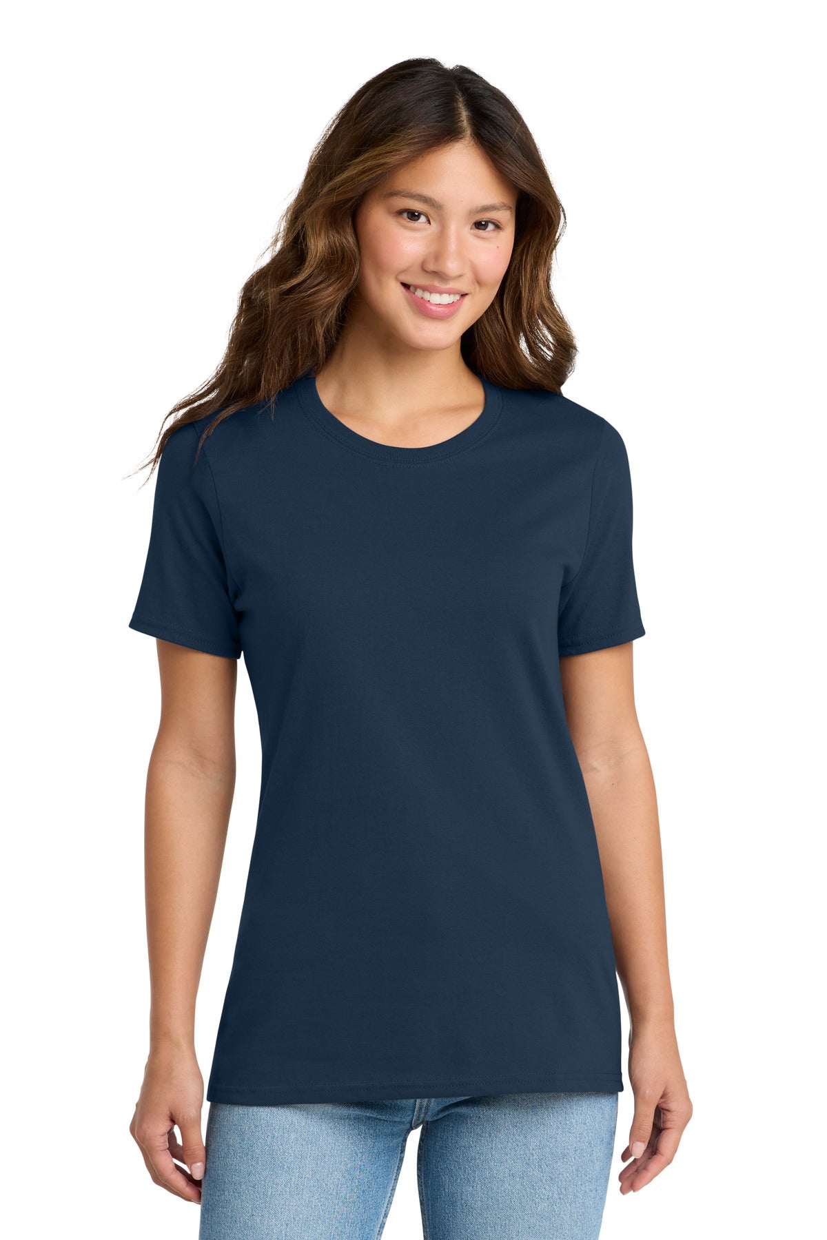 Custom logo Port & Co® Women's Core Cotton Tee. LPC54 in Navy