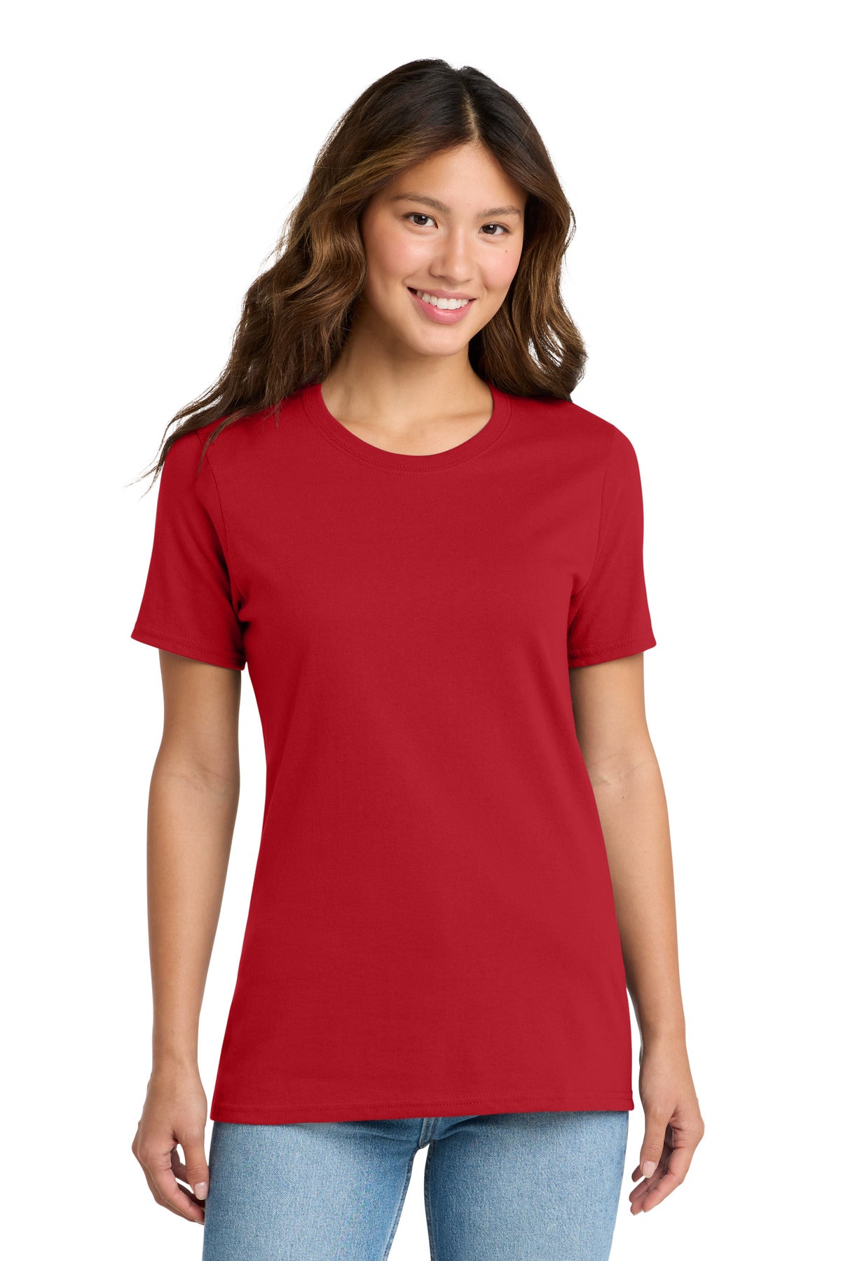 Custom logo Port & Co® Women's Core Cotton Tee. LPC54 in Red