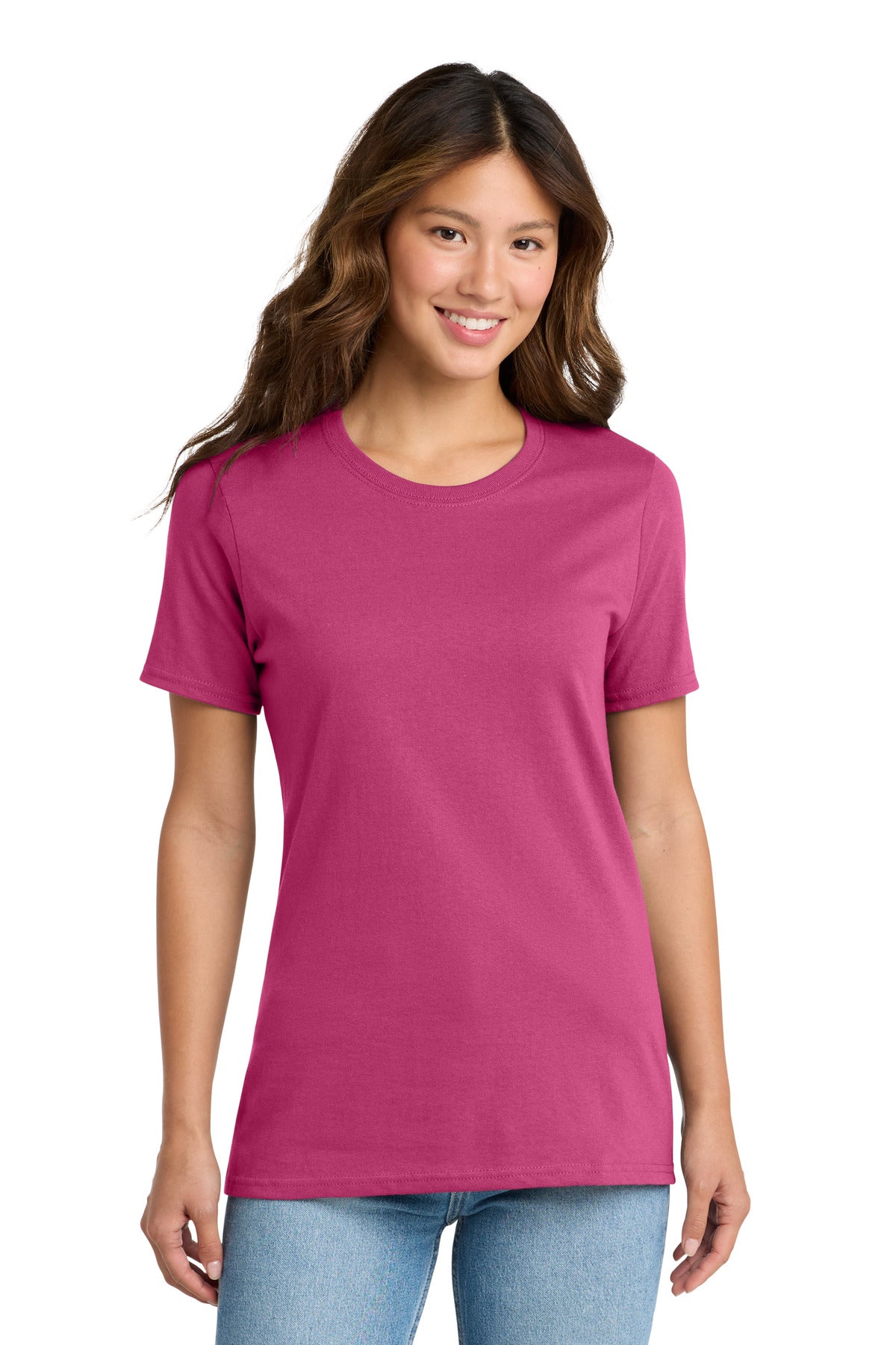 Custom logo Port & Co® Women's Core Cotton Tee. LPC54 in Sangria