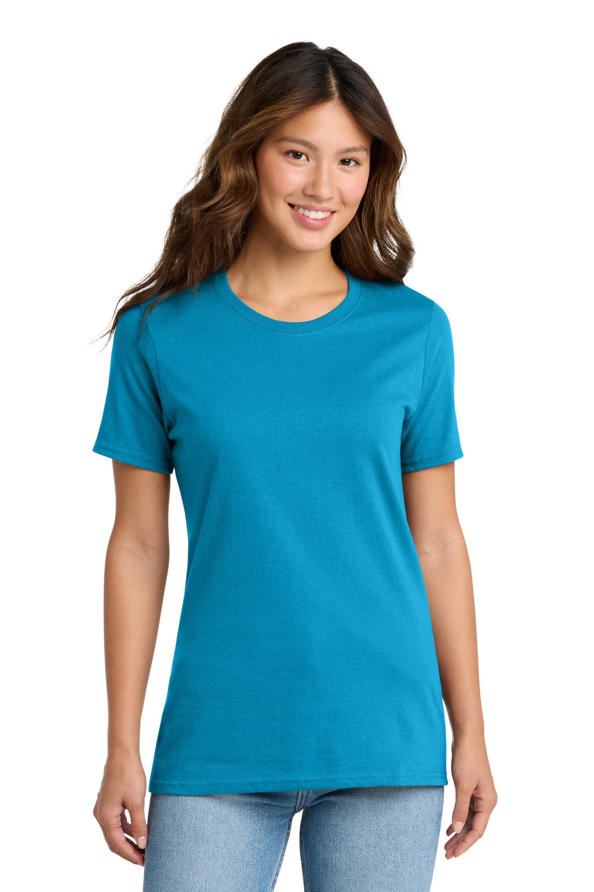 Custom logo Port & Co® Women's Core Cotton Tee. LPC54 in Sapphire
