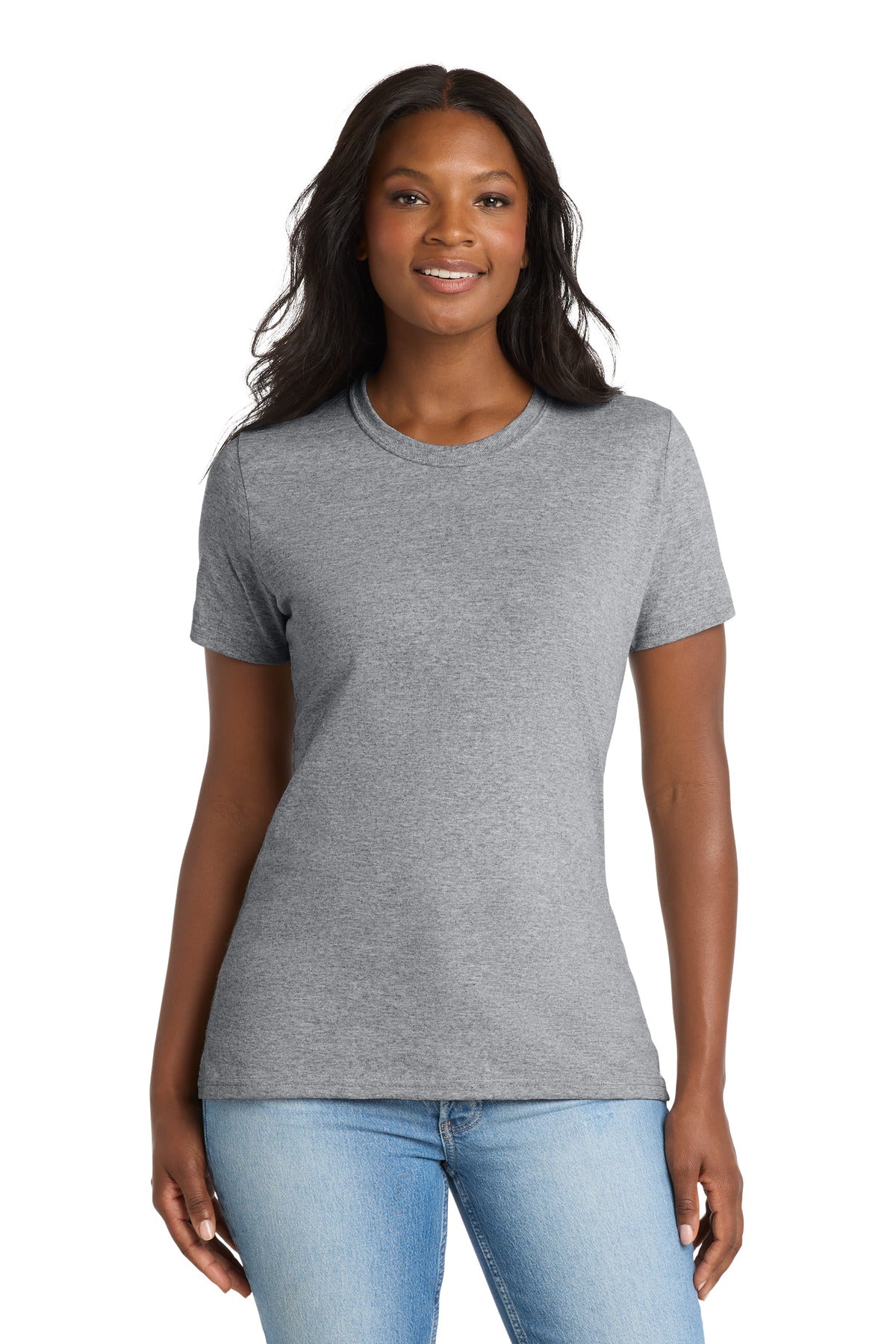 Custom logo Port & Co® Women's Core Blend Tee. LPC55 in Athletic Heather