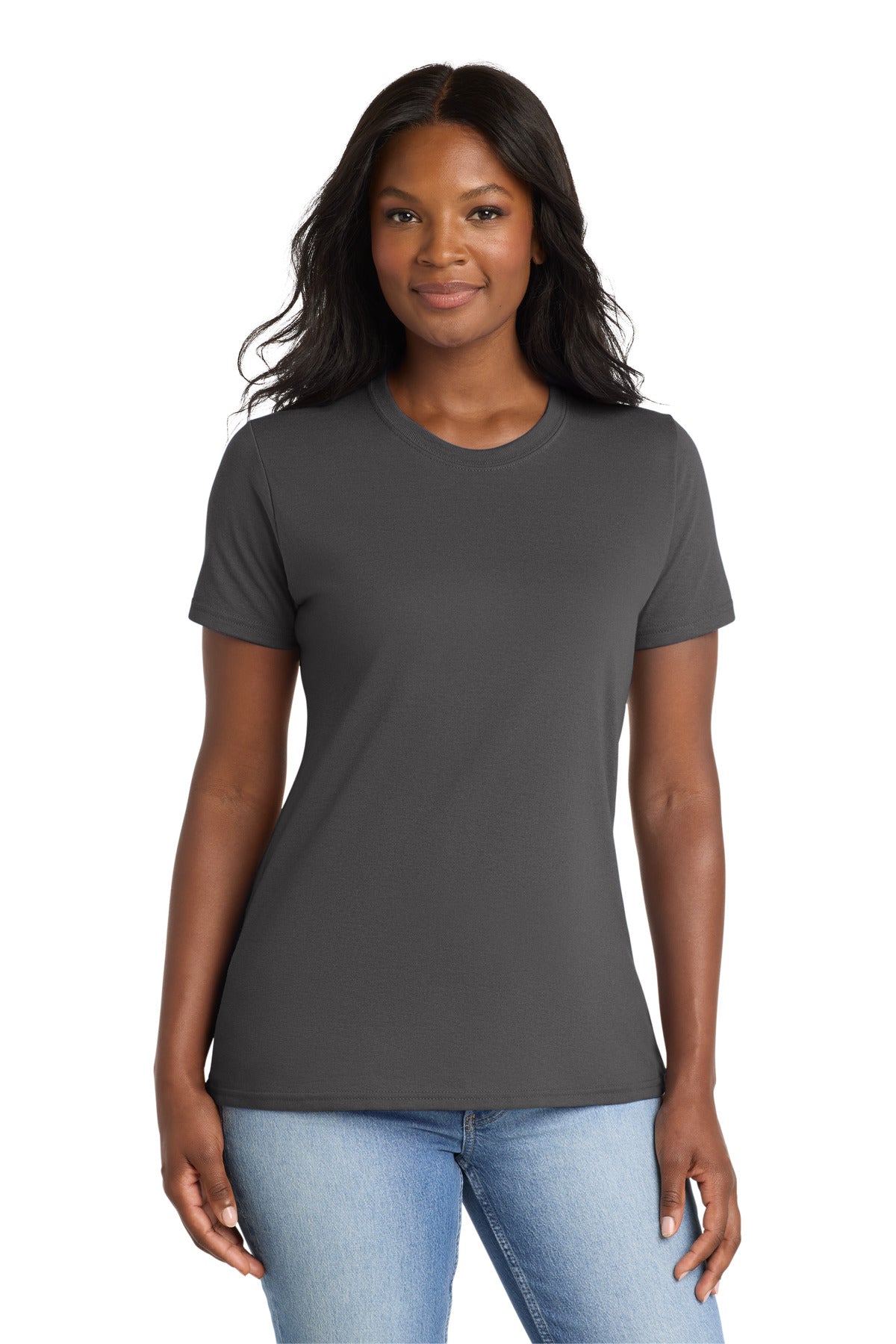 Custom logo Port & Co® Women's Core Blend Tee. LPC55 in Charcoal