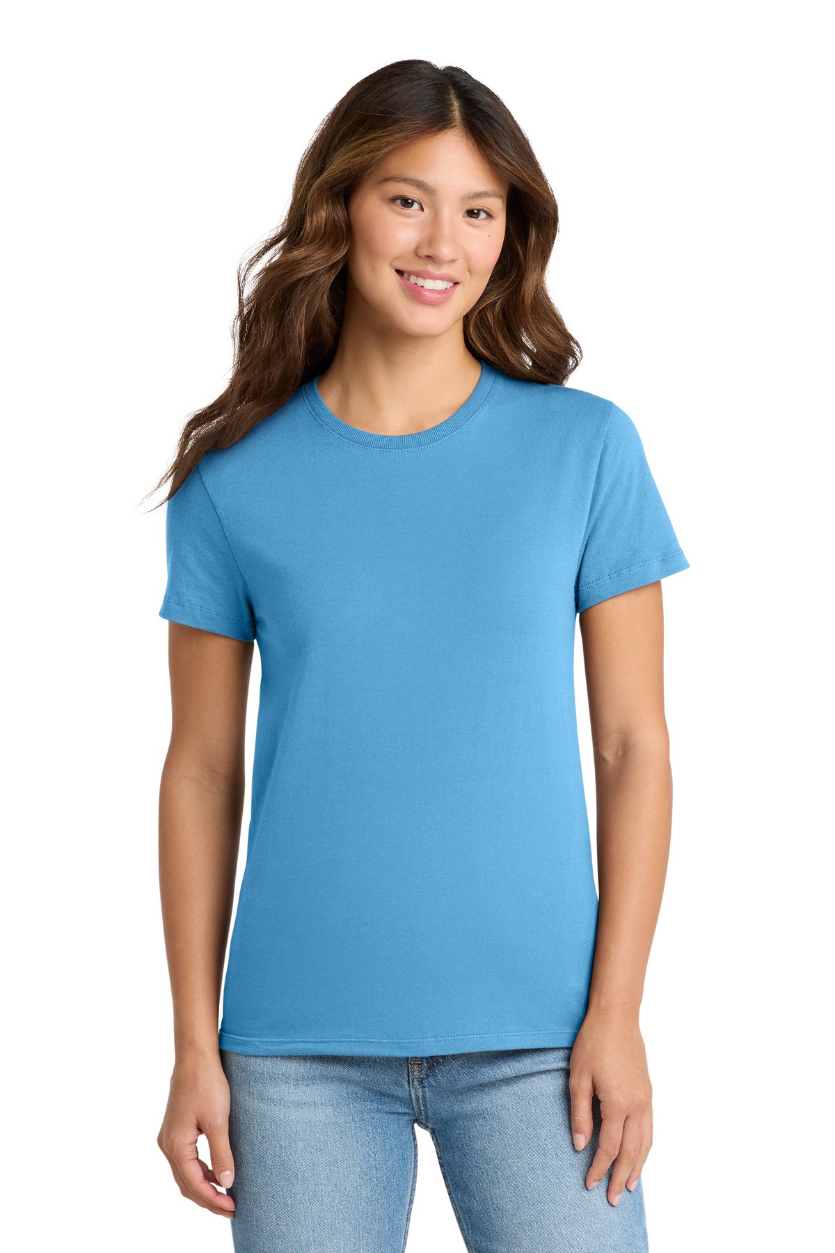 Custom logo Port & Co® Women's Essential Tee. LPC61 in Aquatic Blue