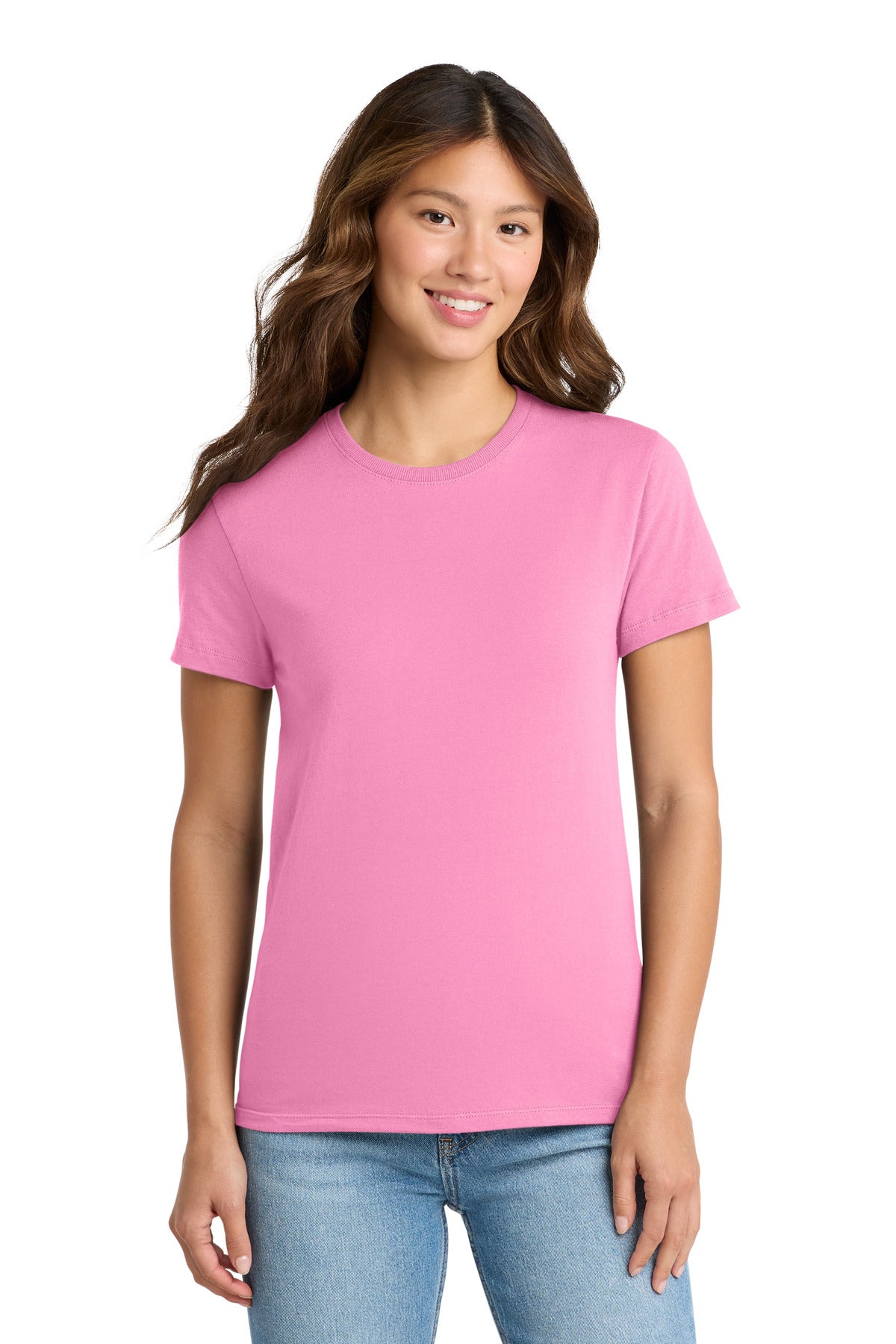 Custom logo Port & Co® Women's Essential Tee. LPC61 in Candy Pink