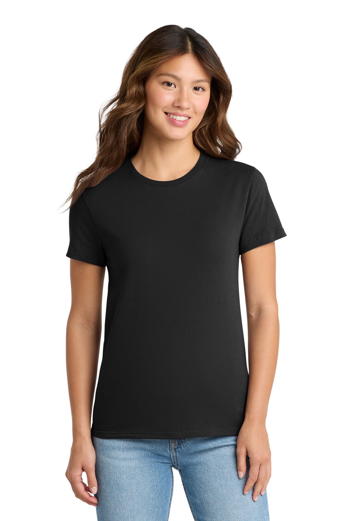 Custom logo Port & Co® Women's Essential Tee. LPC61 in Jet Black