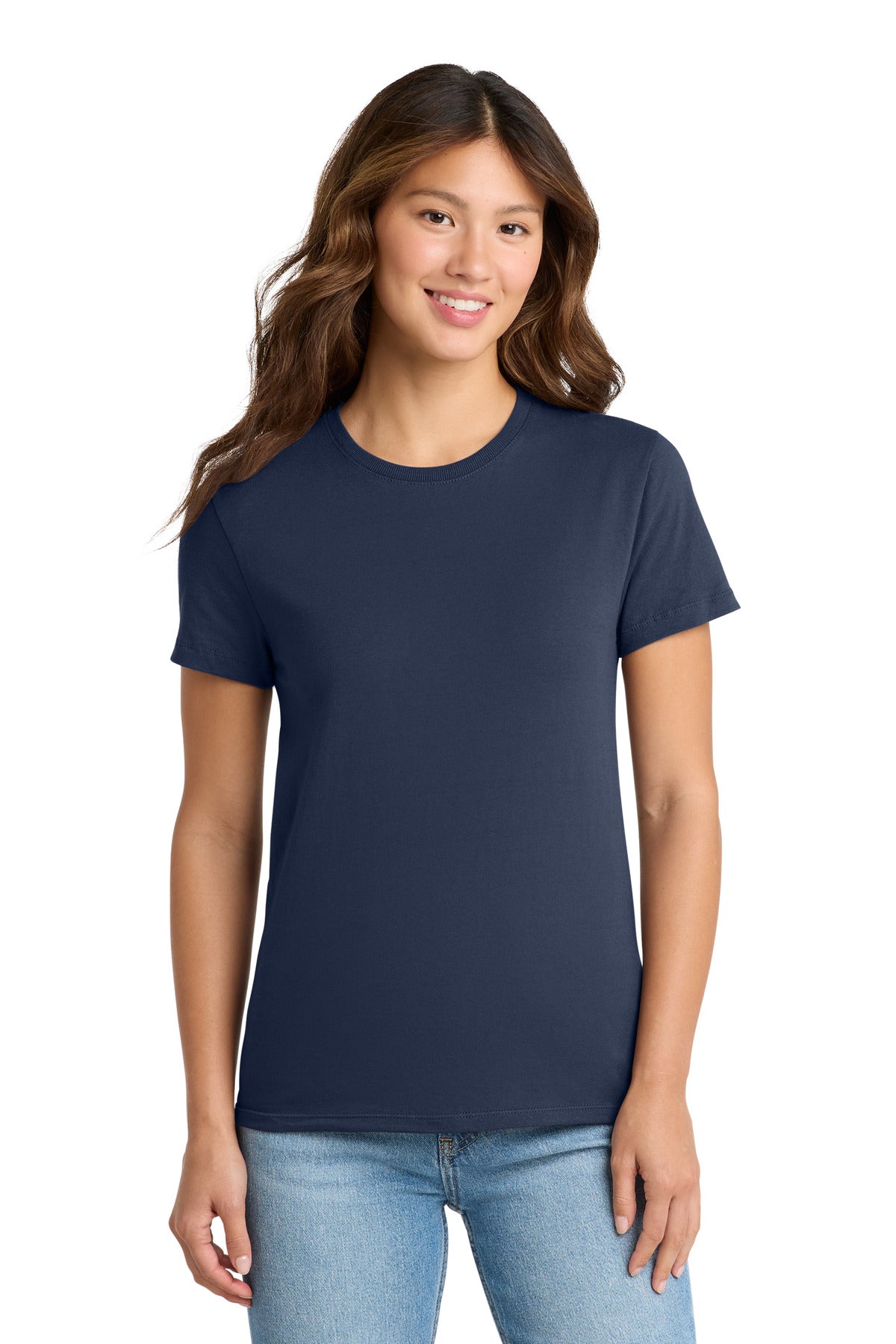 Custom logo Port & Co® Women's Essential Tee. LPC61 in Navy