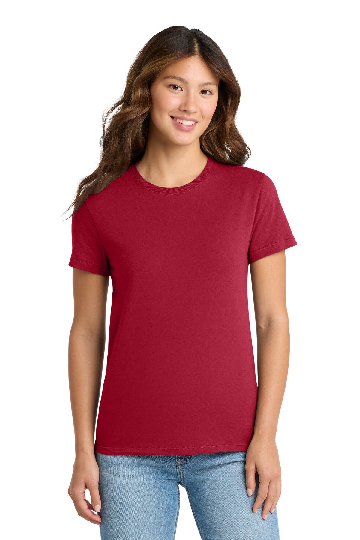 Custom logo Port & Co® Women's Essential Tee. LPC61 in Red