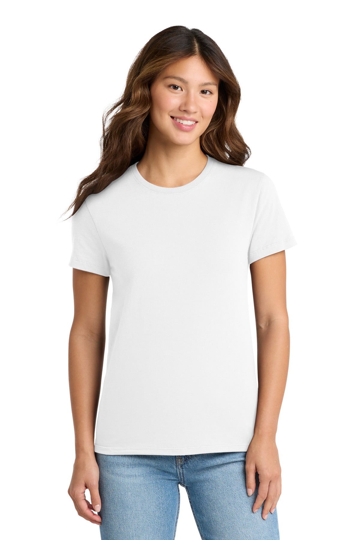 Custom logo Port & Co® Women's Essential Tee. LPC61 in White