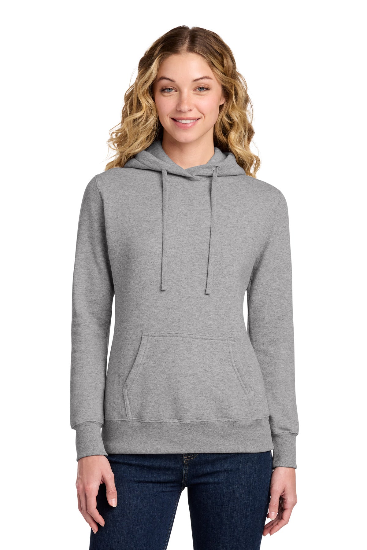 Custom logo Port & Co® Women's Core Fleece Pullover Hooded Sweatshirt LPC78H in Athletic Heather