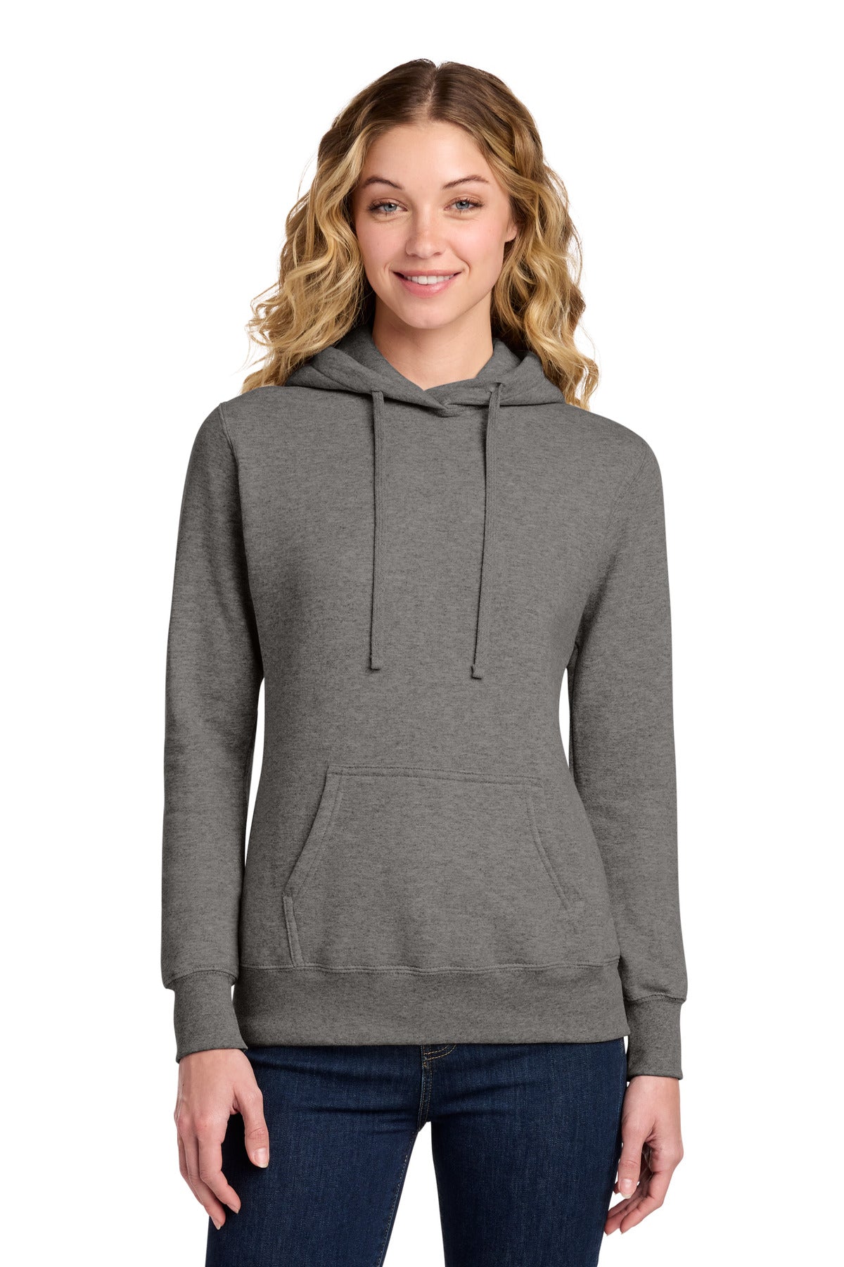 Custom logo Port & Co® Women's Core Fleece Pullover Hooded Sweatshirt LPC78H in Graphite Heather