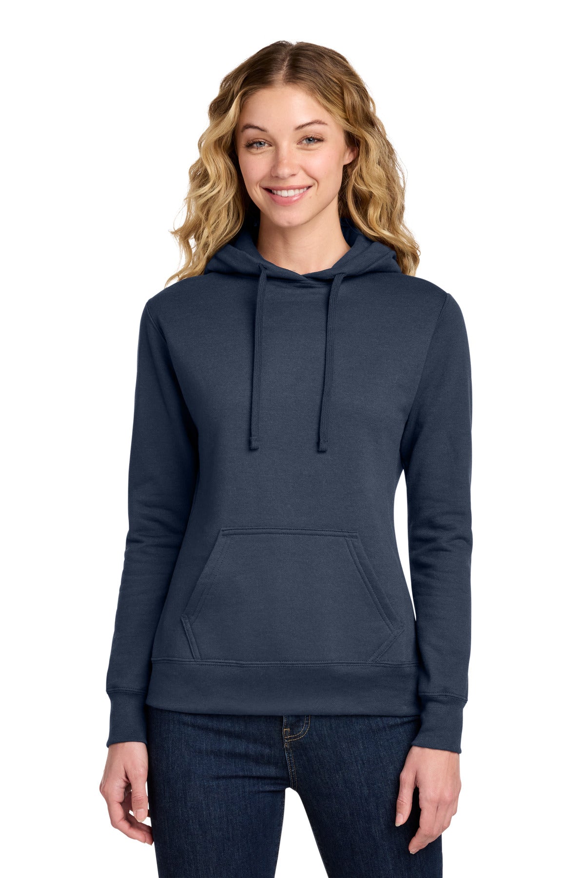 Custom logo Port & Co® Women's Core Fleece Pullover Hooded Sweatshirt LPC78H in Navy