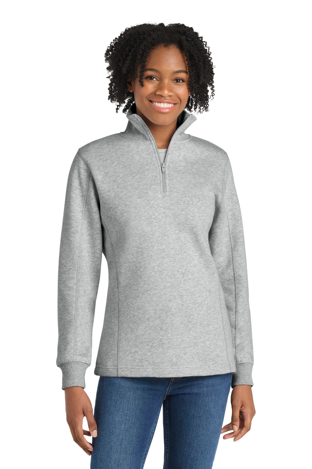 Custom logo Sport-Tek® Women's 1/4-Zip Sweatshirt. LST253 in Athletic Heather