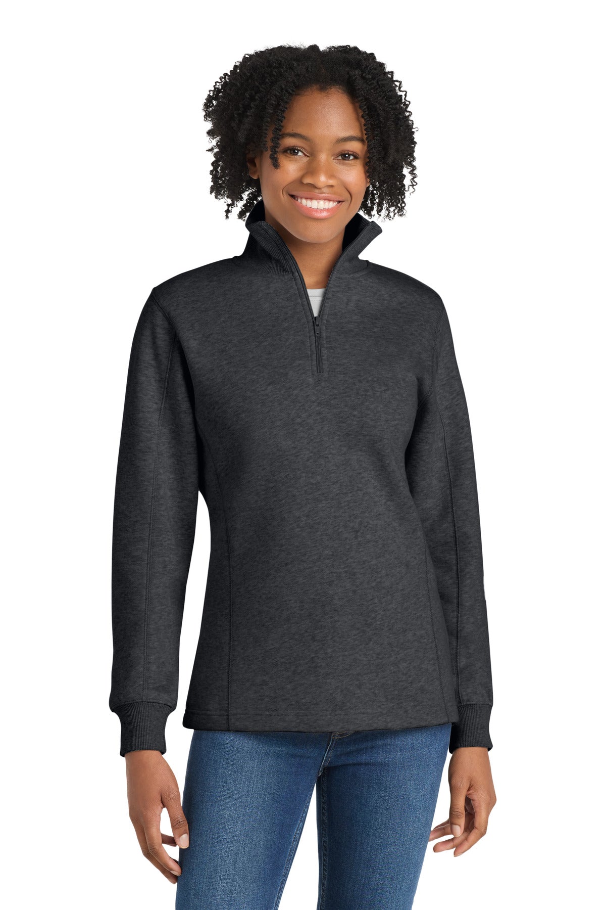 Custom logo Sport-Tek® Women's 1/4-Zip Sweatshirt. LST253 in Graphite Heather