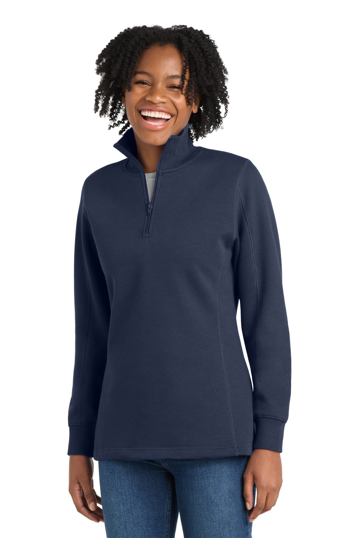 Custom logo Sport-Tek® Women's 1/4-Zip Sweatshirt. LST253 in True Navy